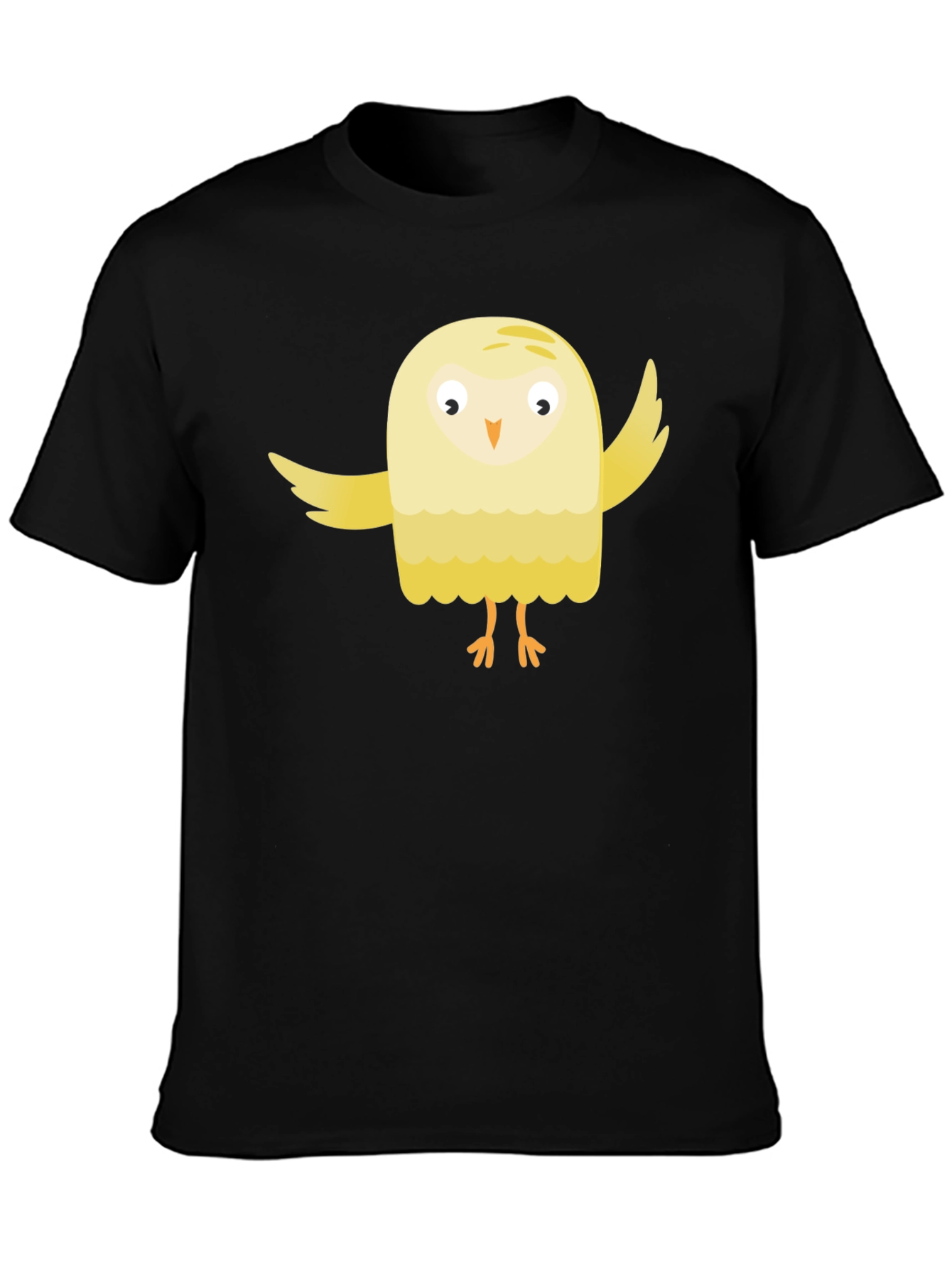 Cute Cartoon Bird Black T-Shirt