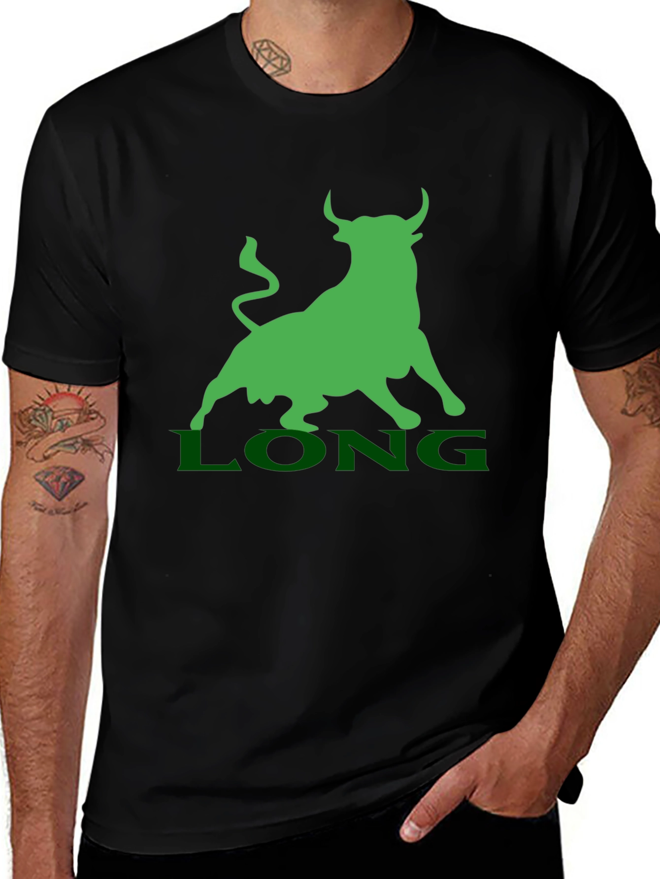 Bull Market T-Shirt - Green LONG Design