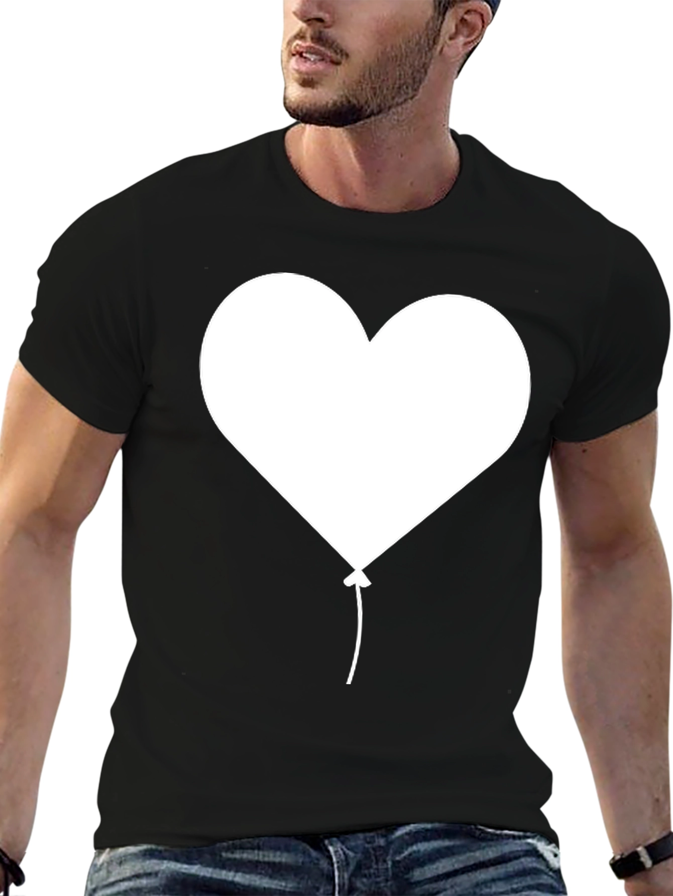Heart Balloon Graphic Tee - Classic Black T-Shirt