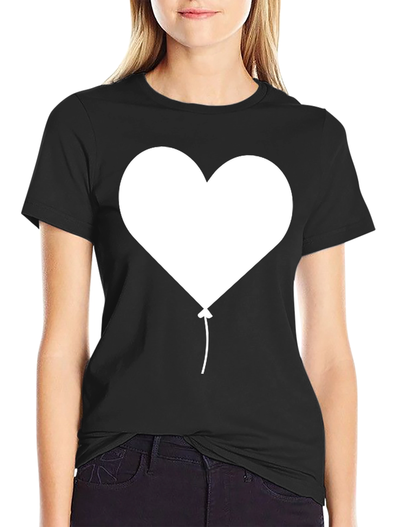 Heart Balloon Graphic Tee - Classic Black T-Shirt