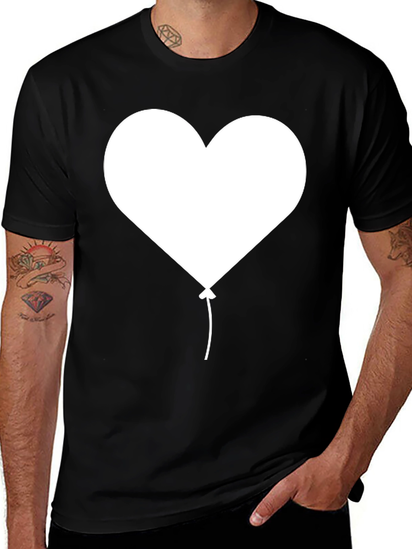 Heart Balloon Graphic Tee - Classic Black T-Shirt