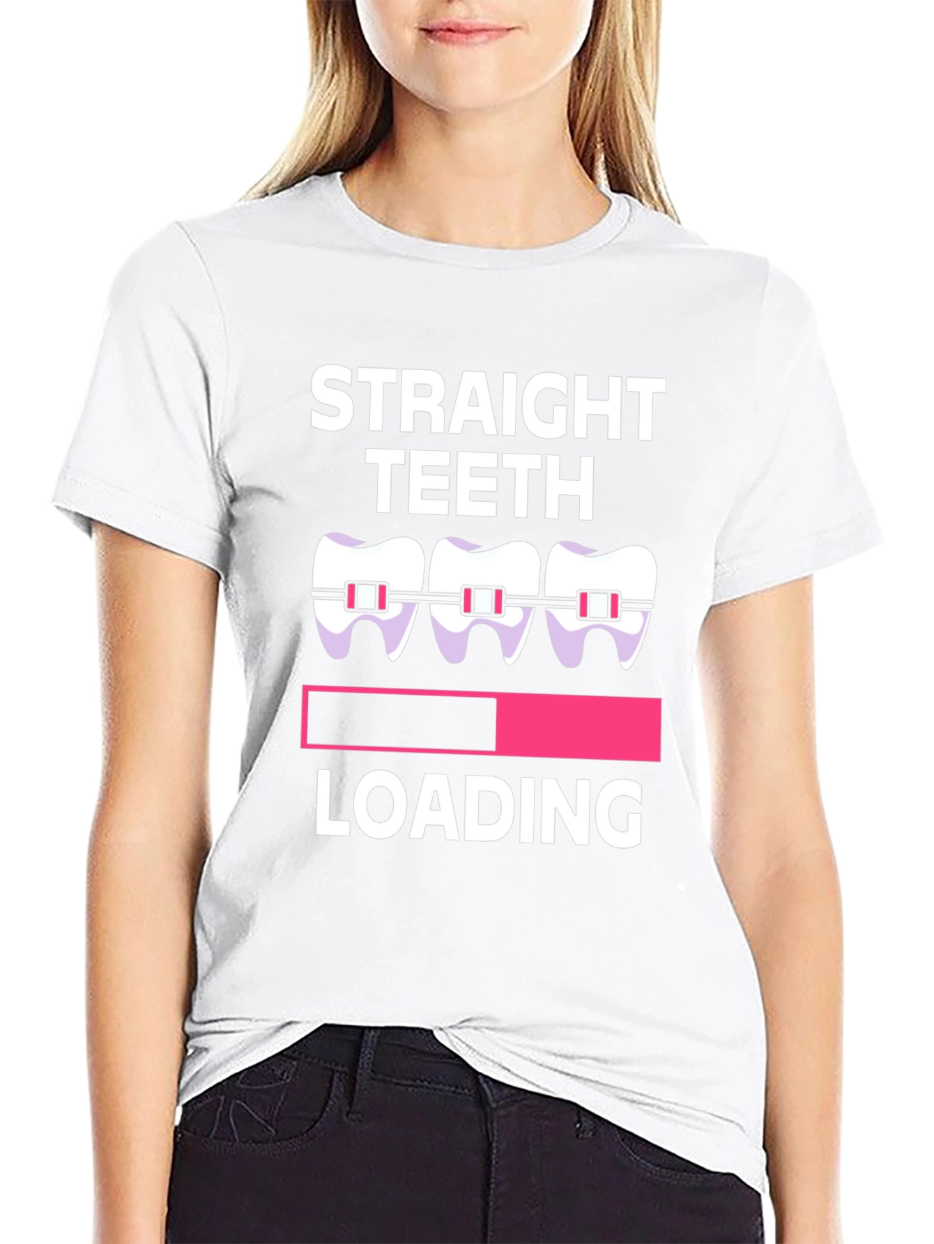 Straight Teeth Loading Graphic Tee - Black
