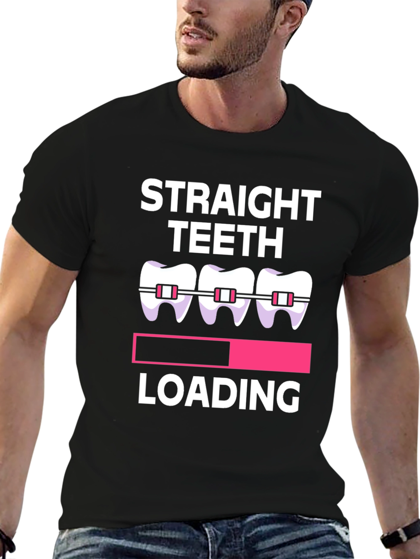 Straight Teeth Loading Graphic Tee - Black