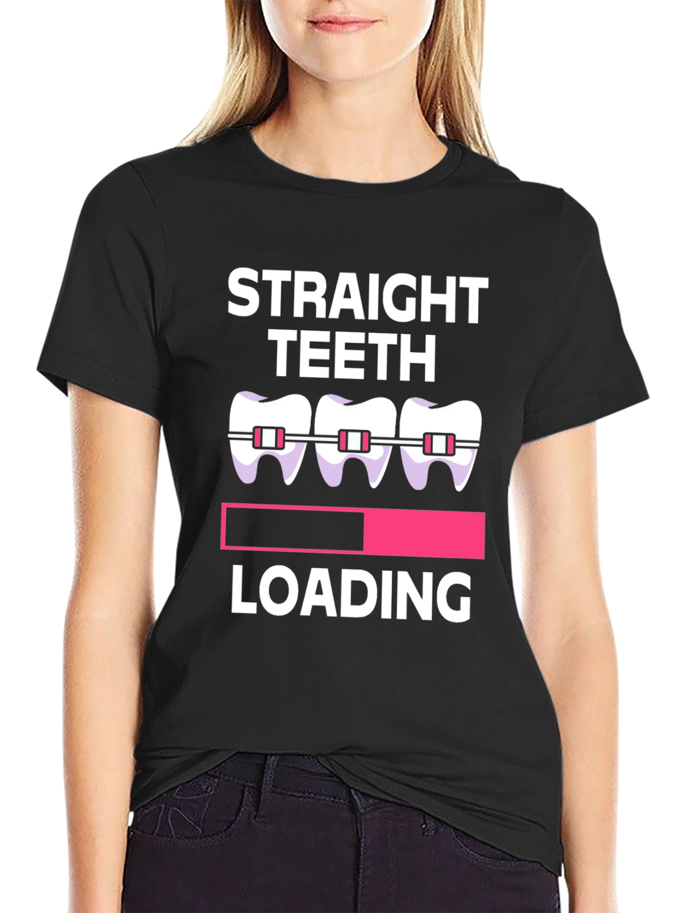 Straight Teeth Loading Graphic Tee - Black