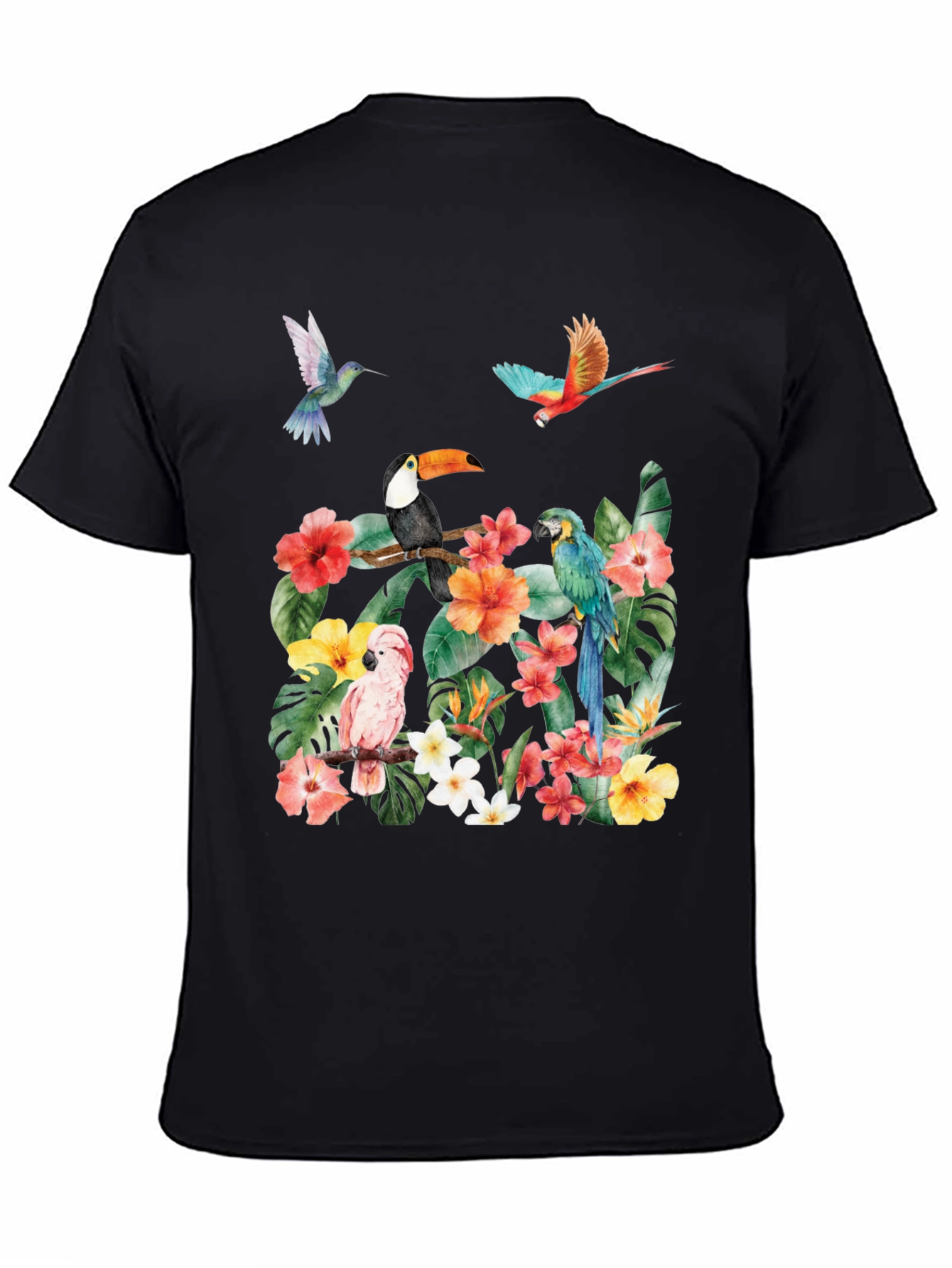 Tropical Bird & Floral Print T-Shirt