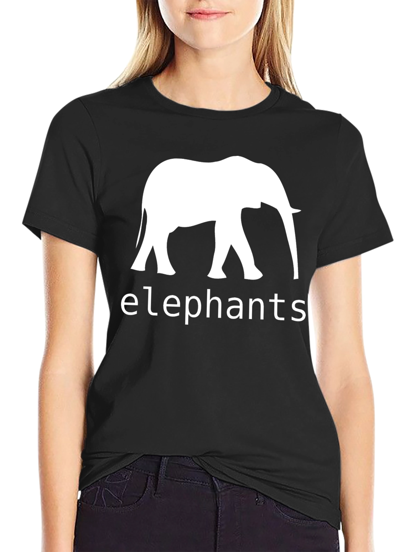 Elephant Graphic Print Mens Black T-Shirt