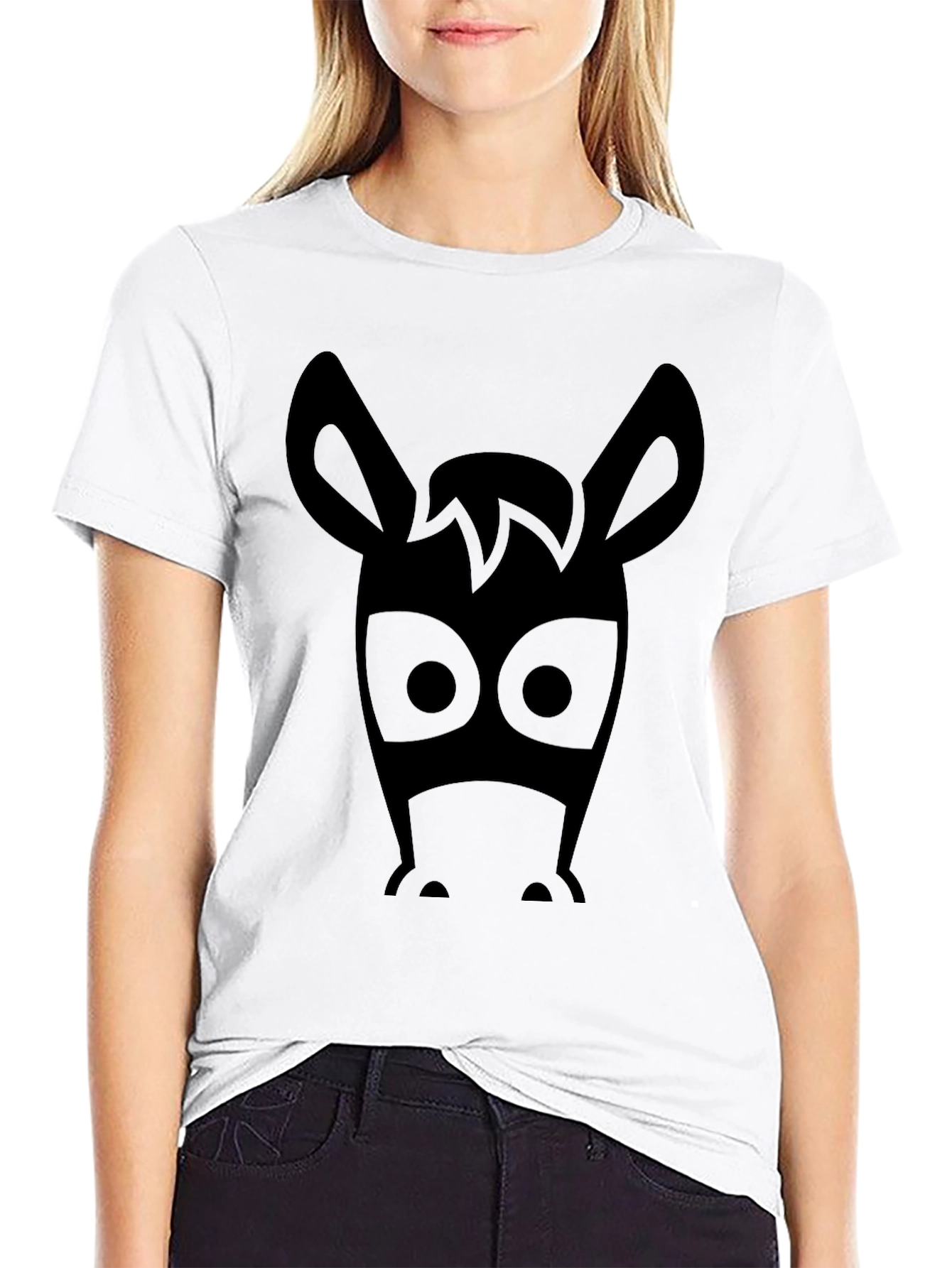 Funny Donkey Face Graphic Mens Black T-Shirt