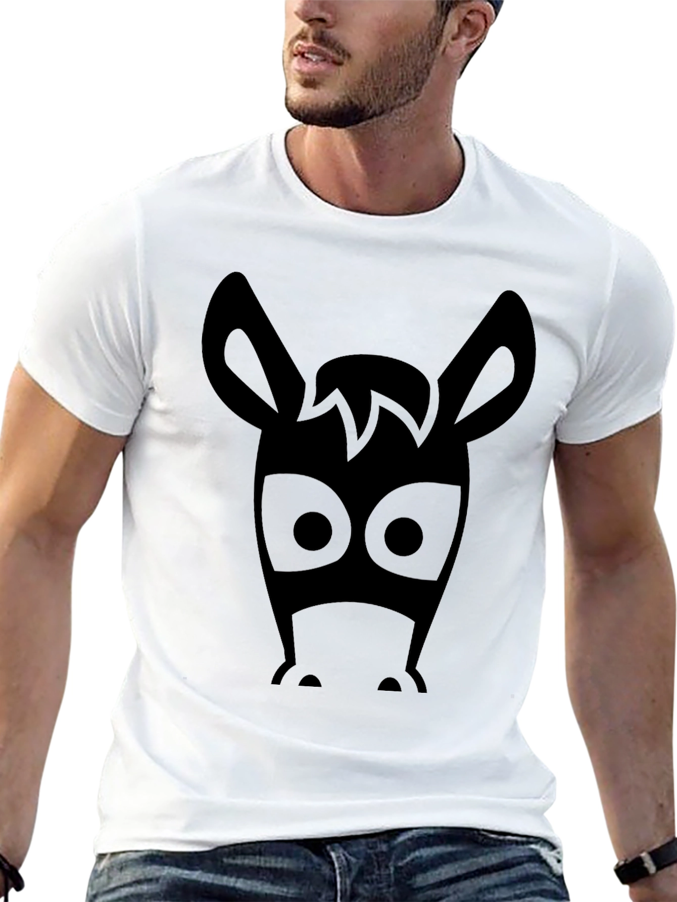 Funny Donkey Face Graphic Mens Black T-Shirt