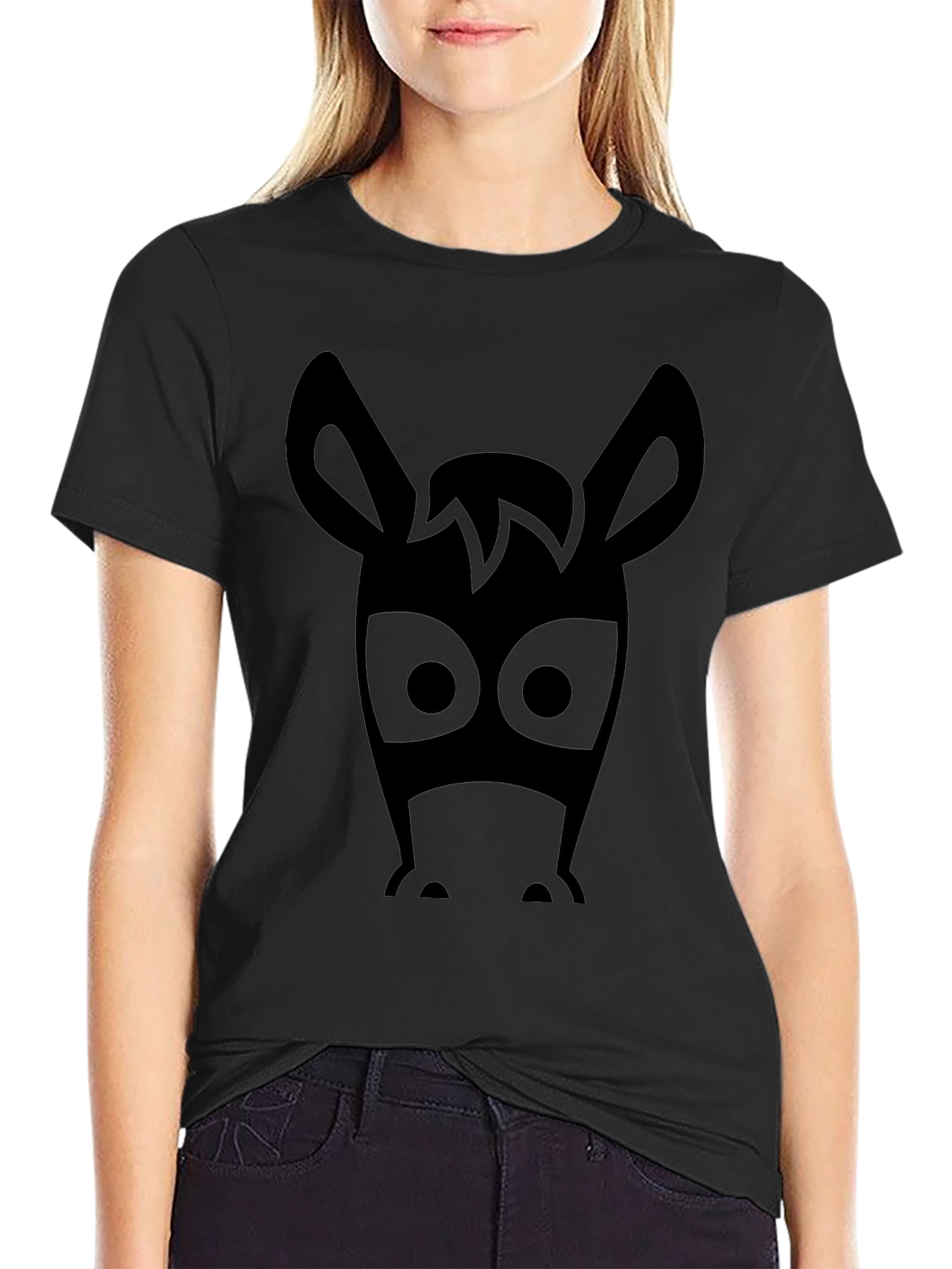 Funny Donkey Face Graphic Mens Black T-Shirt