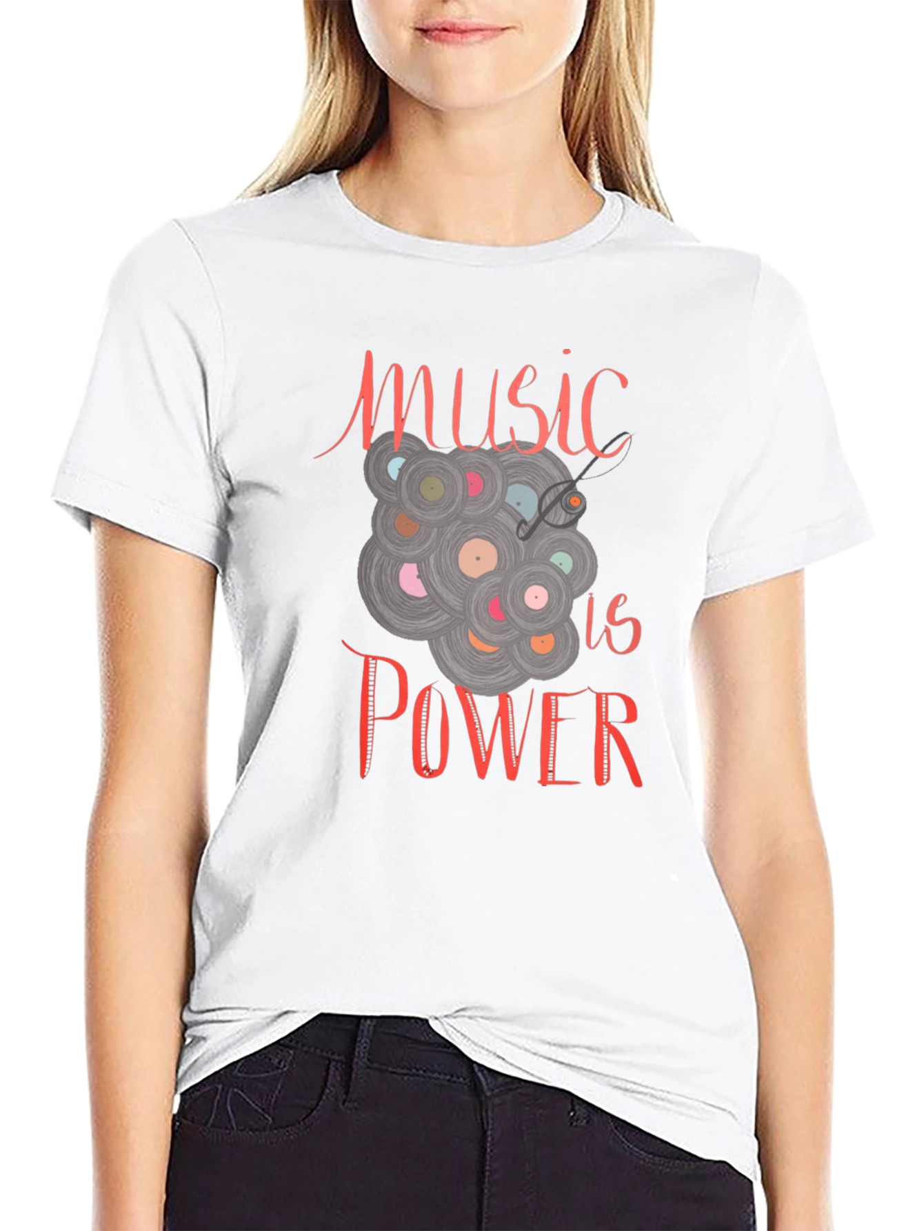 Music is Power Graphic Tee - Black Cotton T-Shirt