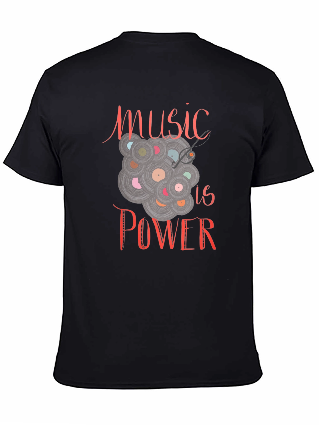 Music is Power Graphic Tee - Black Cotton T-Shirt