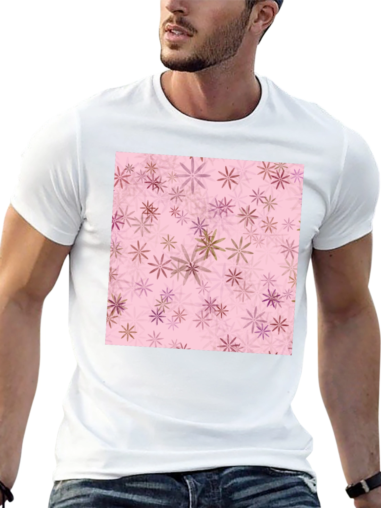 Floral Pattern Tee - Black