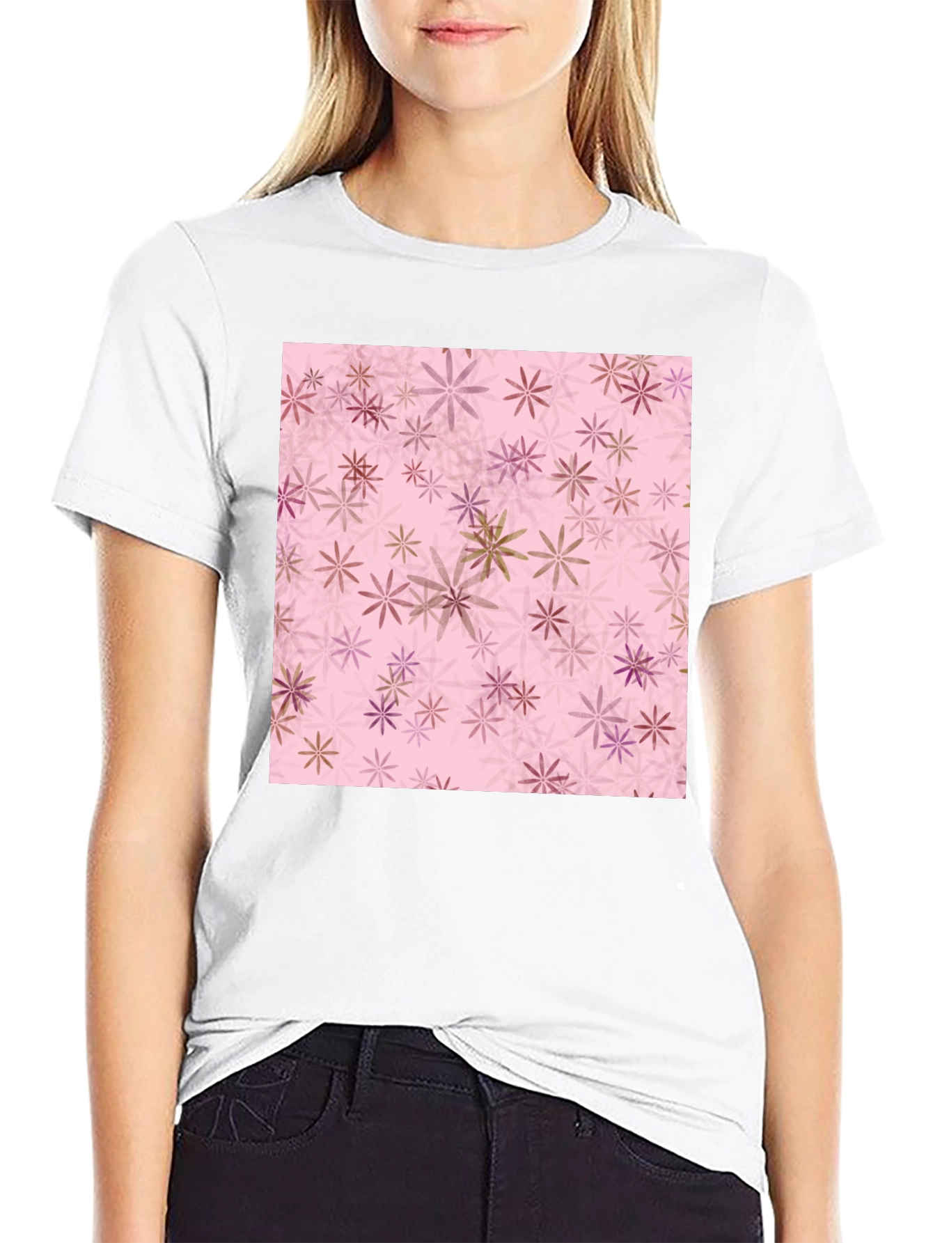 Floral Pattern Tee - Black