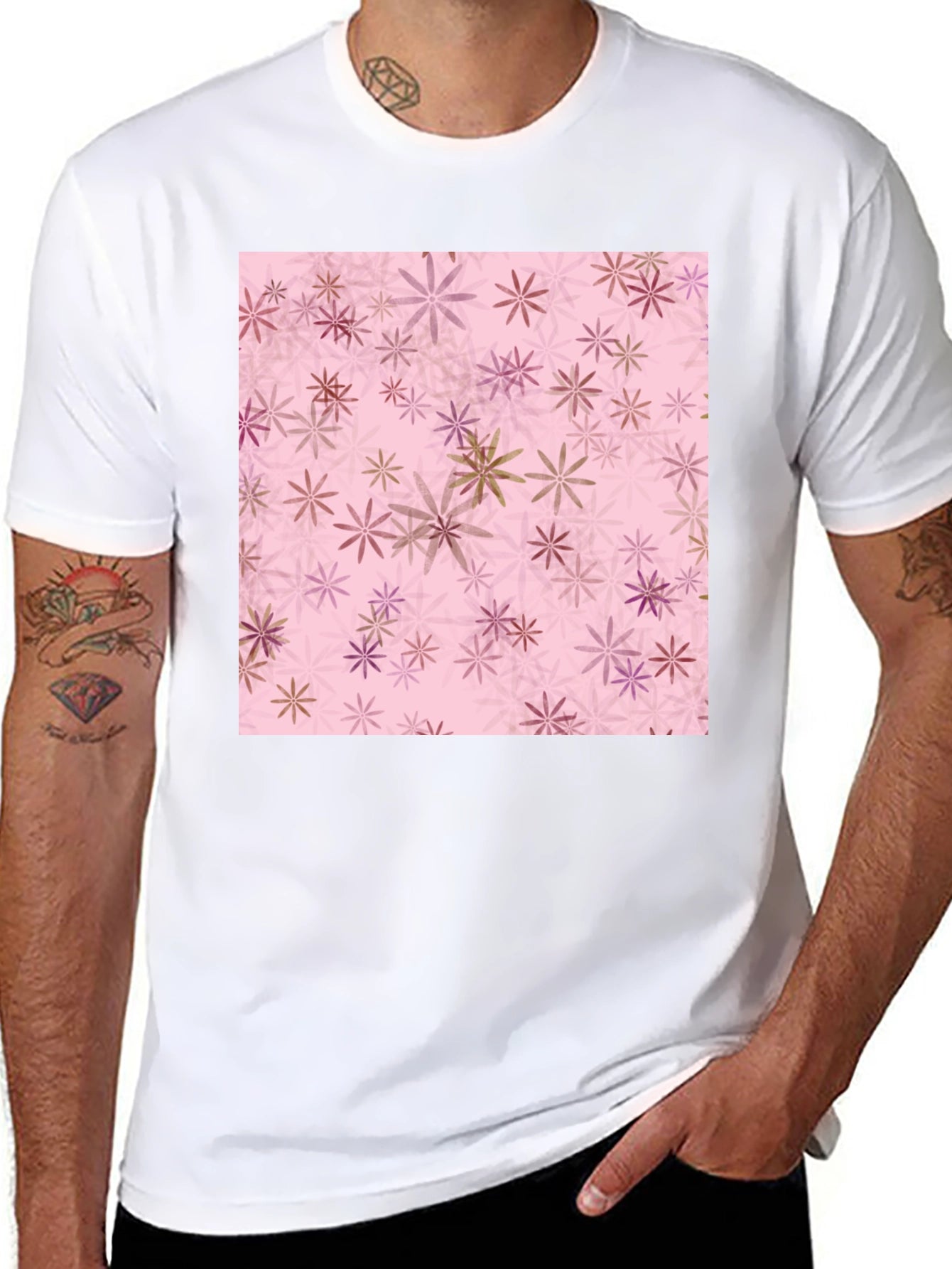Floral Pattern Tee - Black