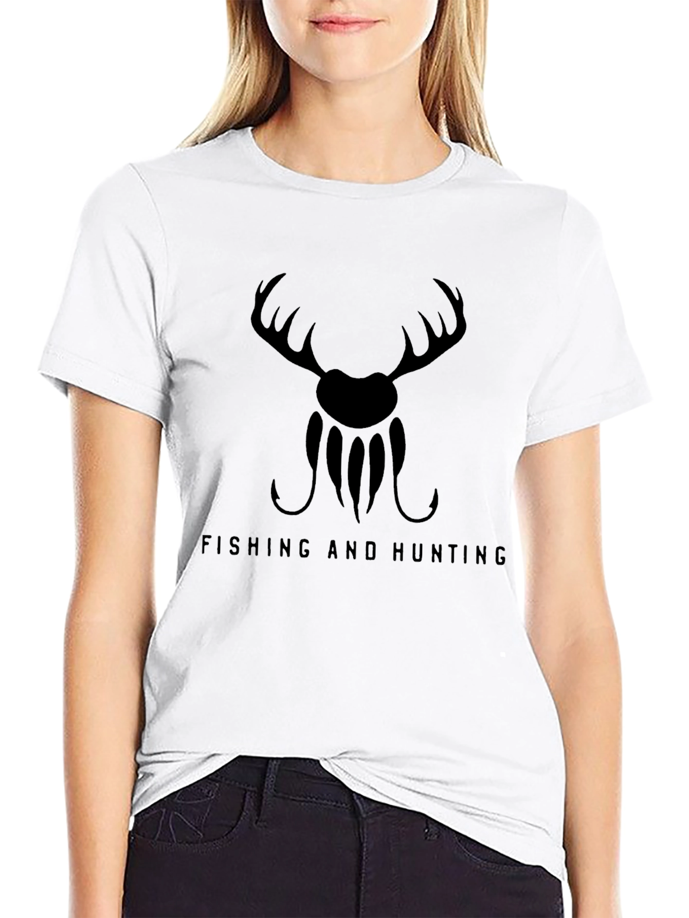 Fishing and Hunting Graphic Tee - Mens Black T-Shirt