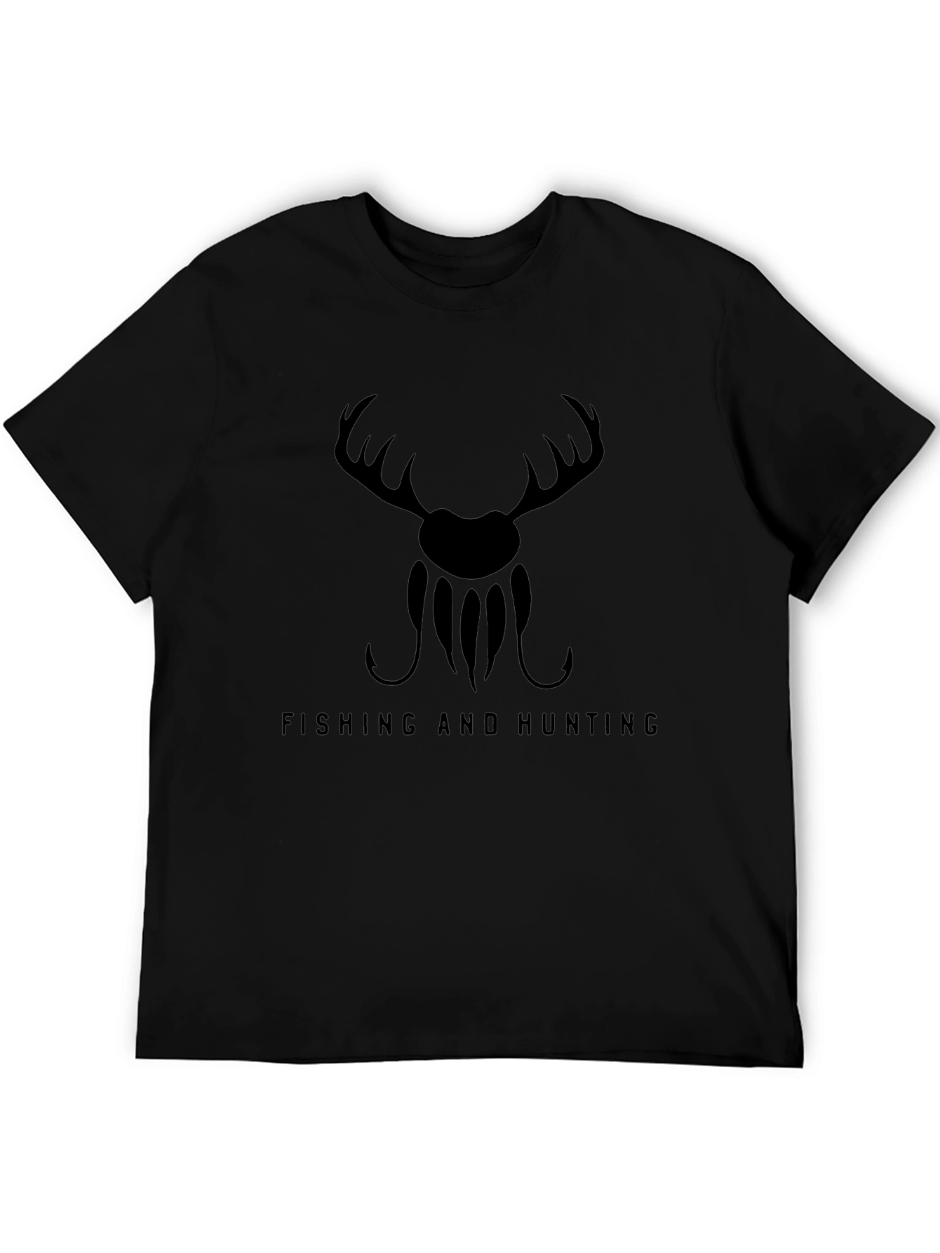 Fishing and Hunting Graphic Tee - Mens Black T-Shirt