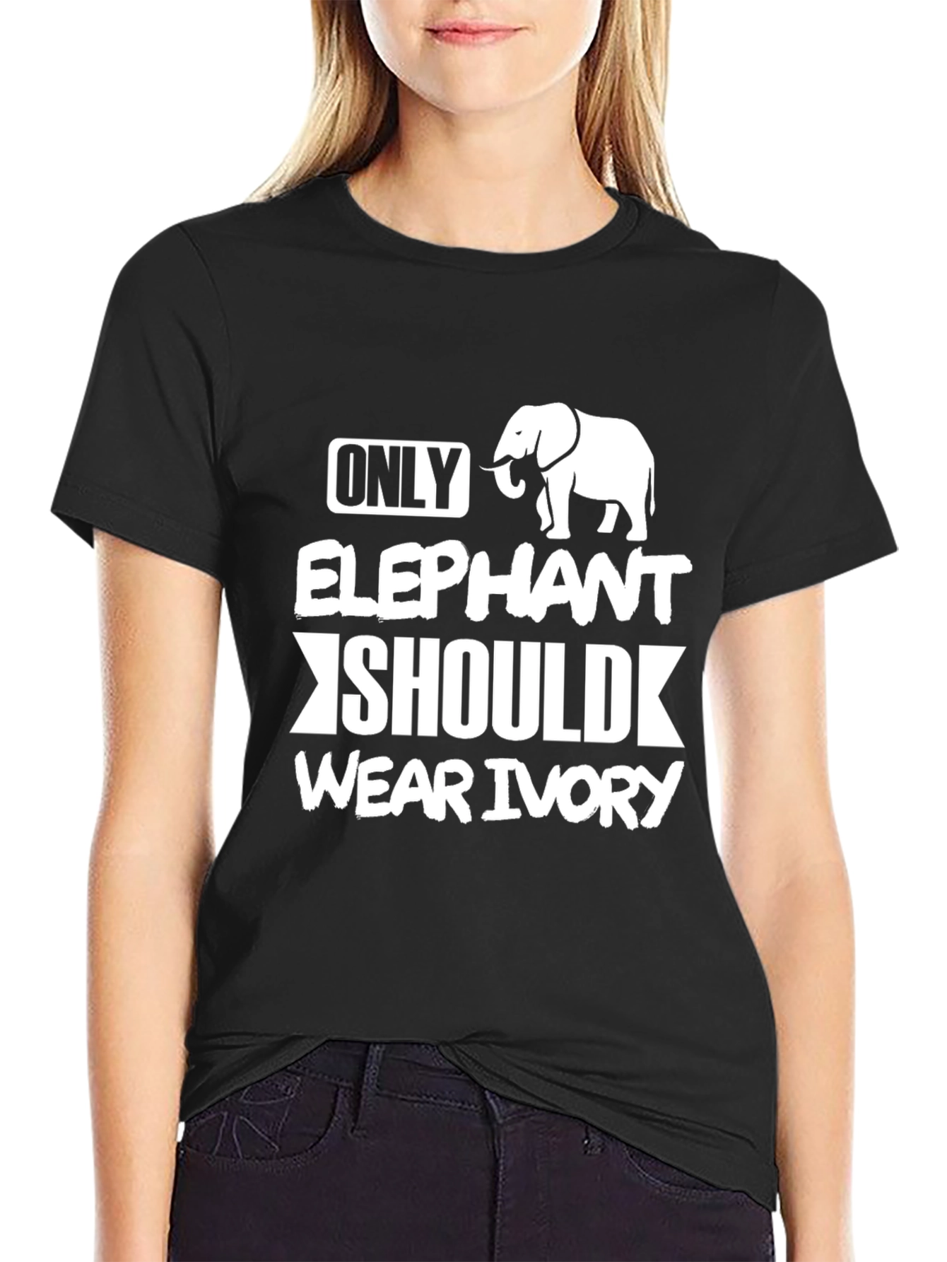 Elephant Ivory T-Shirt - Black Graphic Tee