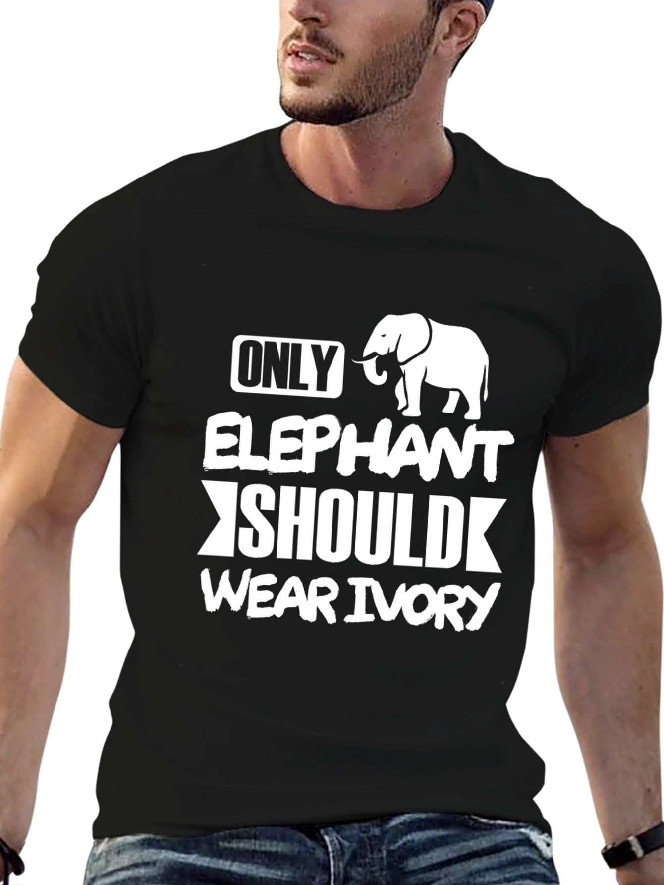 Elephant Ivory T-Shirt - Black Graphic Tee