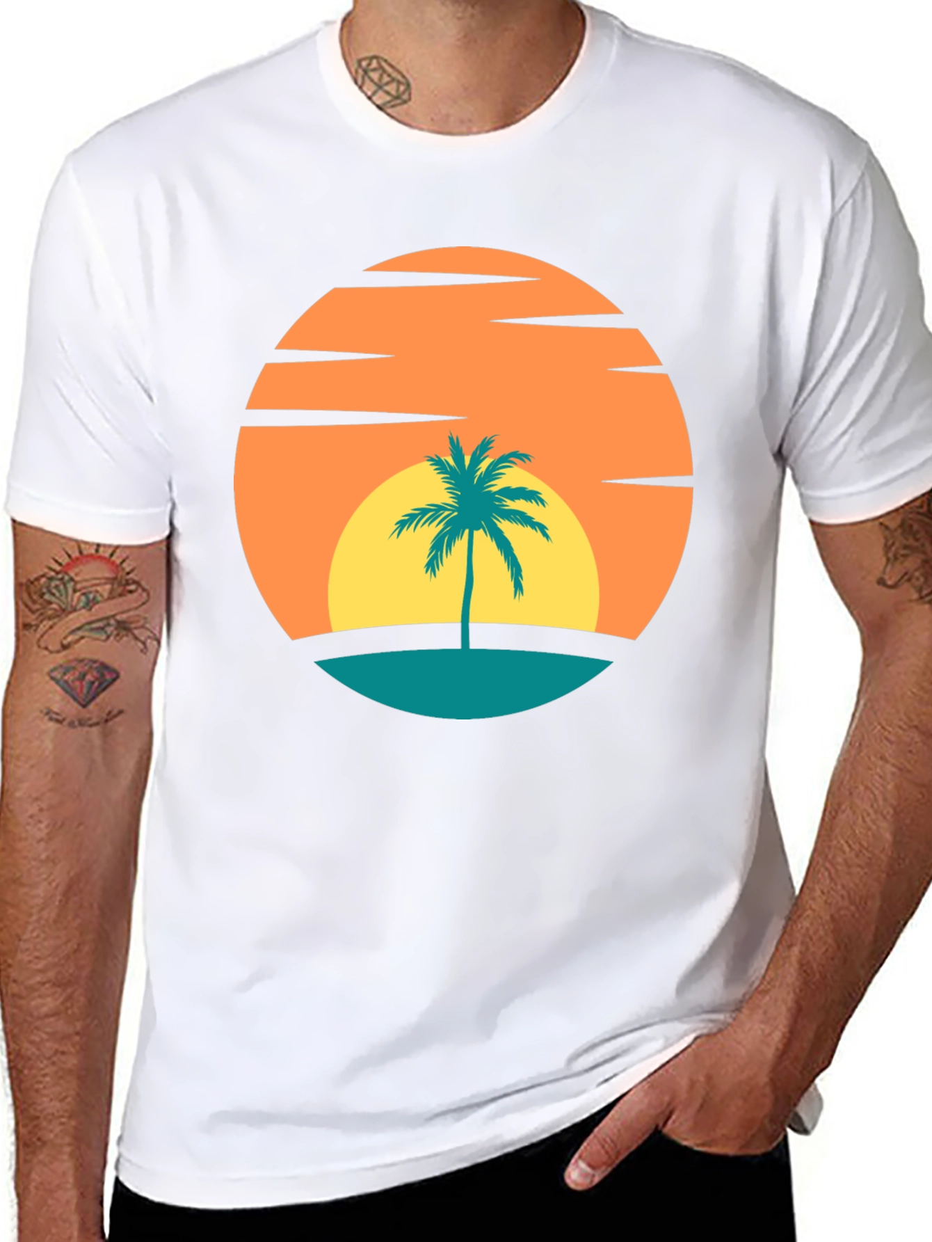 Retro Sunset Palm Tree Graphic Tee