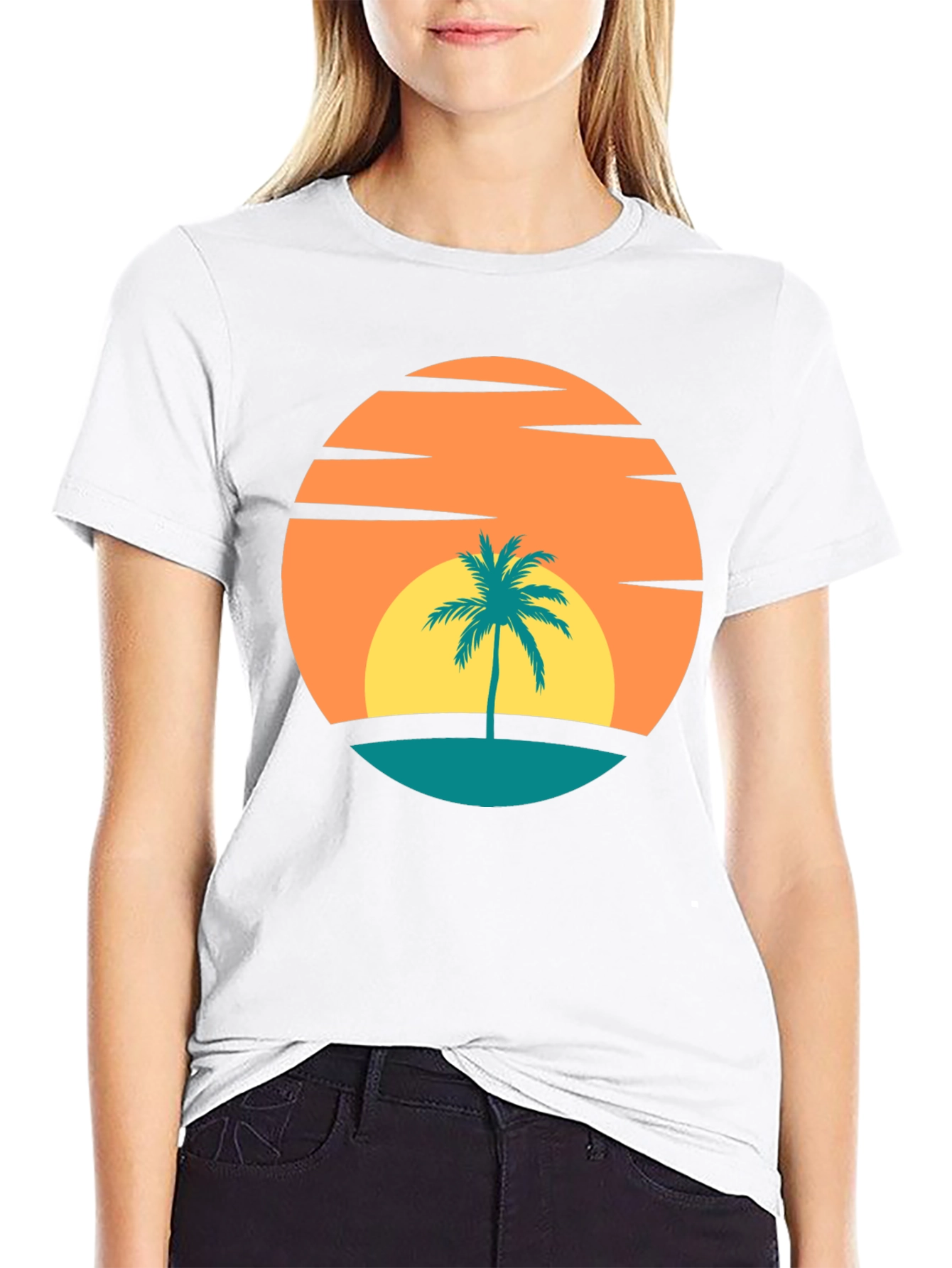 Retro Sunset Palm Tree Graphic Tee