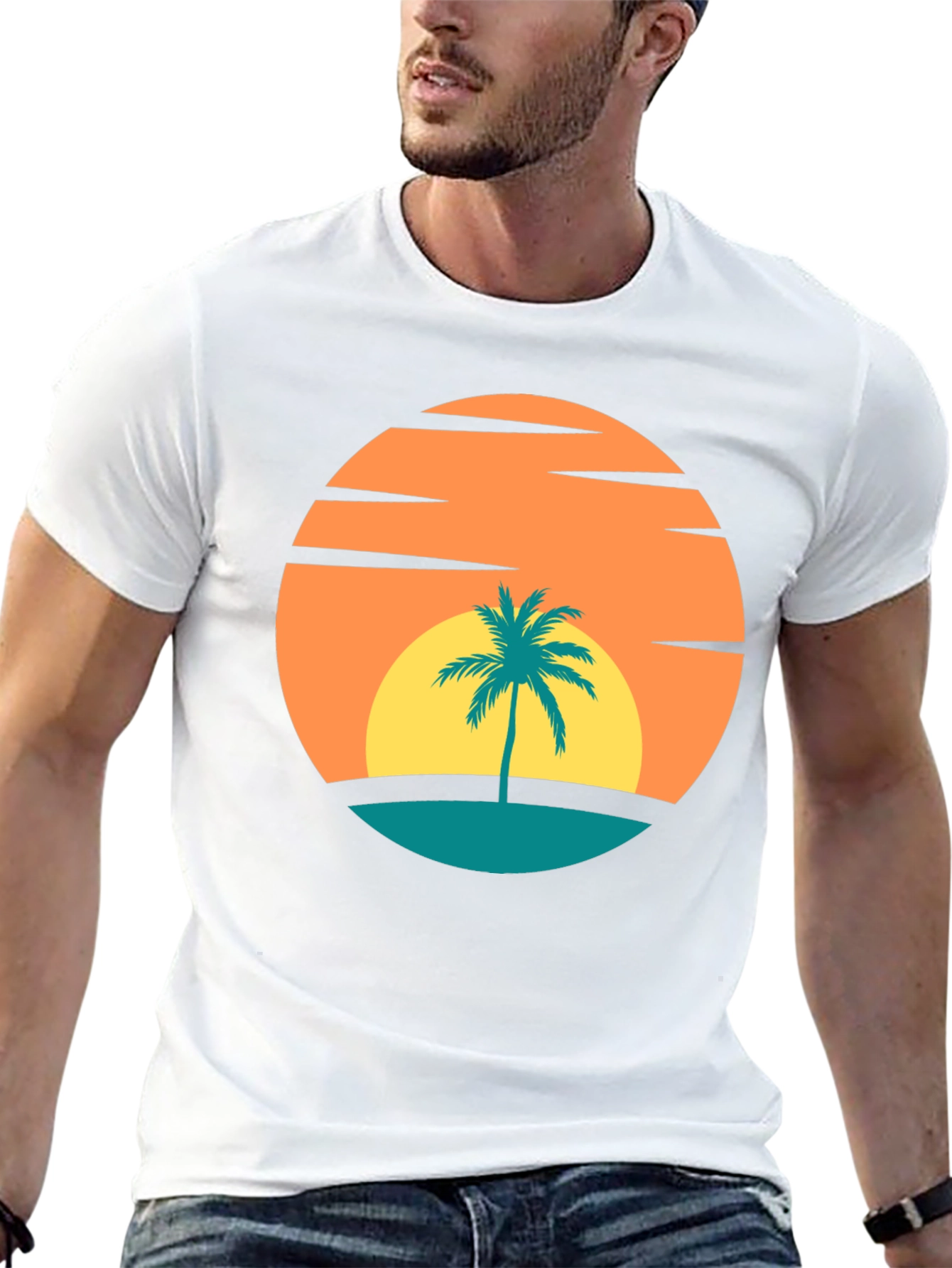 Retro Sunset Palm Tree Graphic Tee