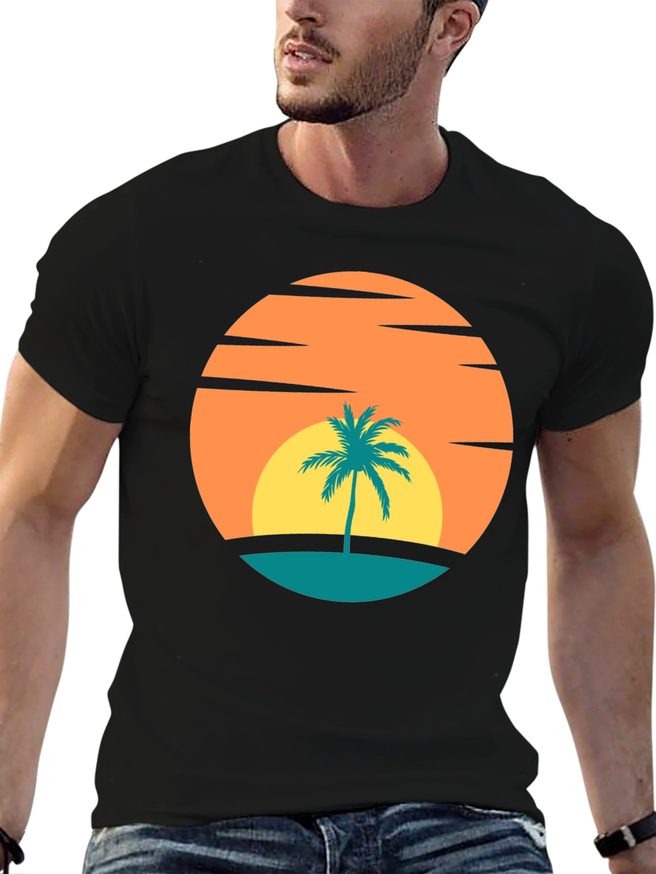 Retro Sunset Palm Tree Graphic Tee