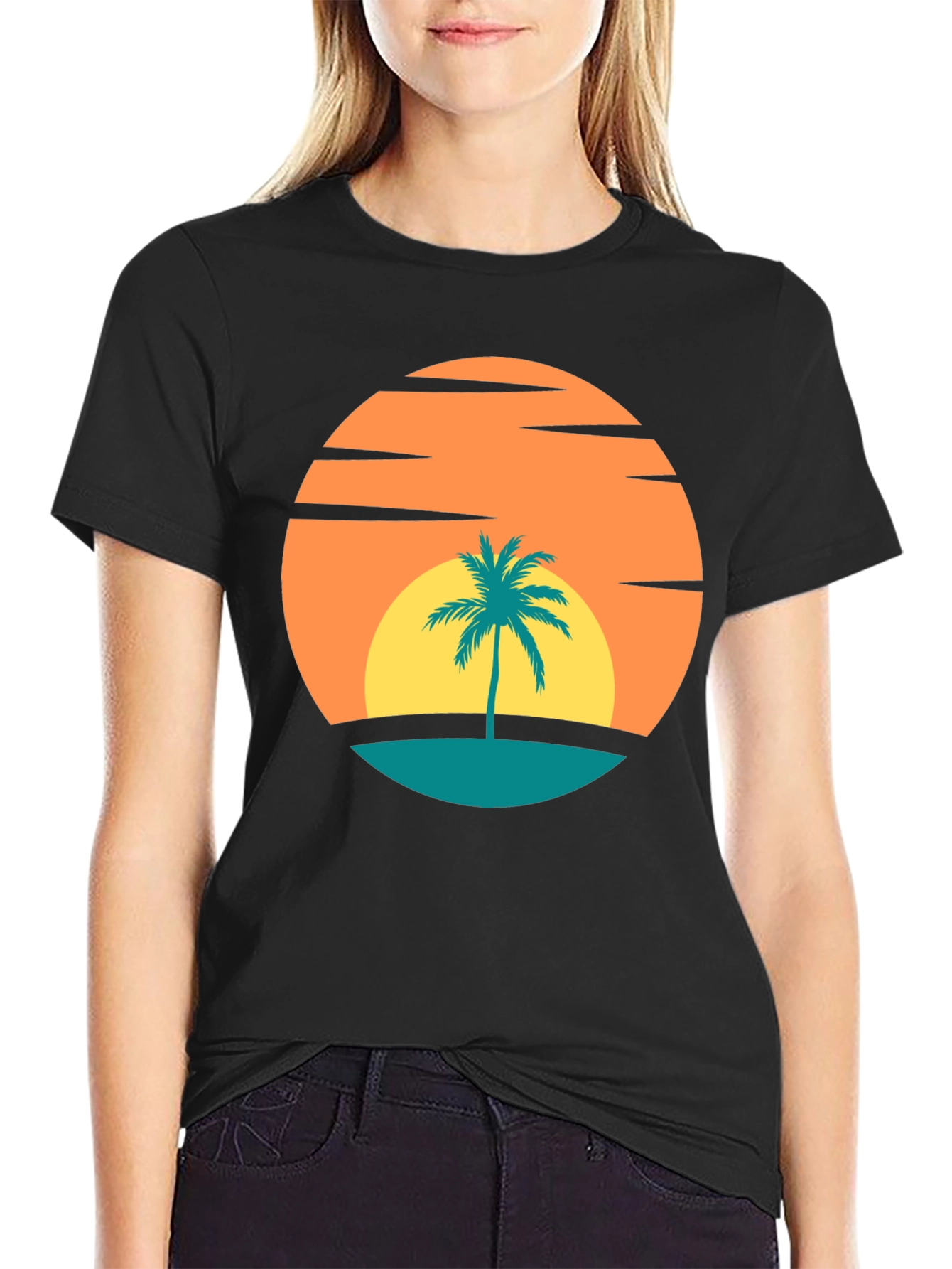 Retro Sunset Palm Tree Graphic Tee