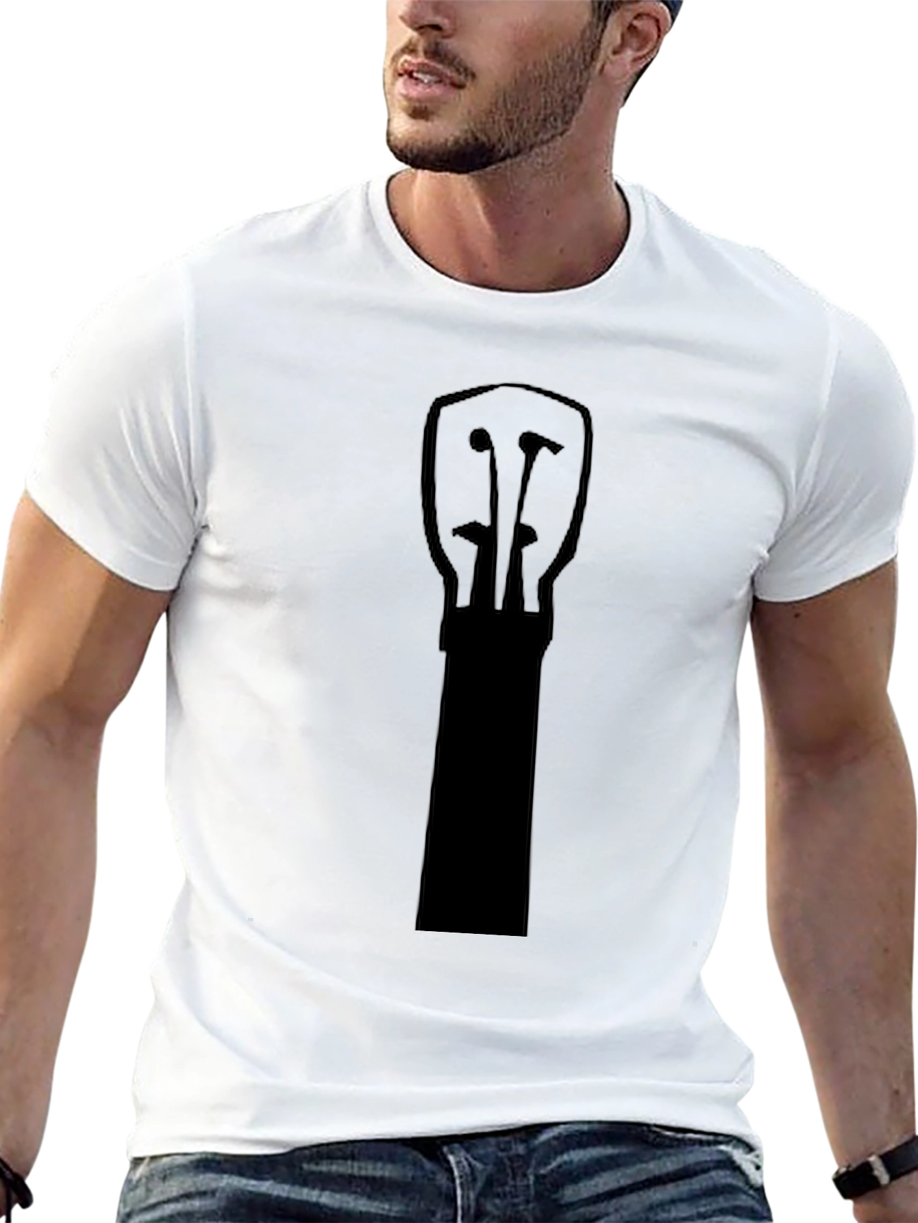 Black Guitar Headstock Graphic T-Shirt
