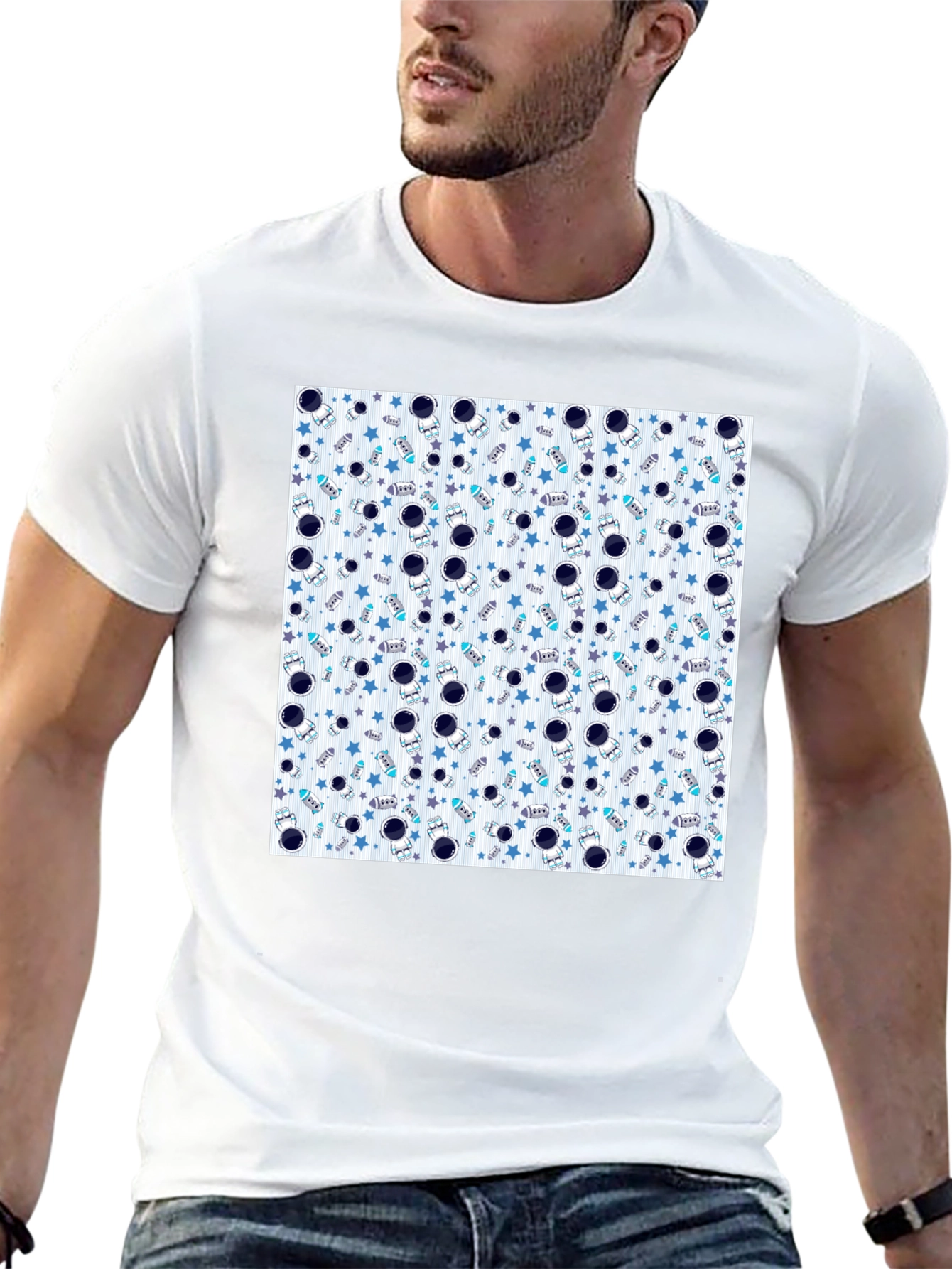 Astronauts & Stars Graphic Black T-Shirt