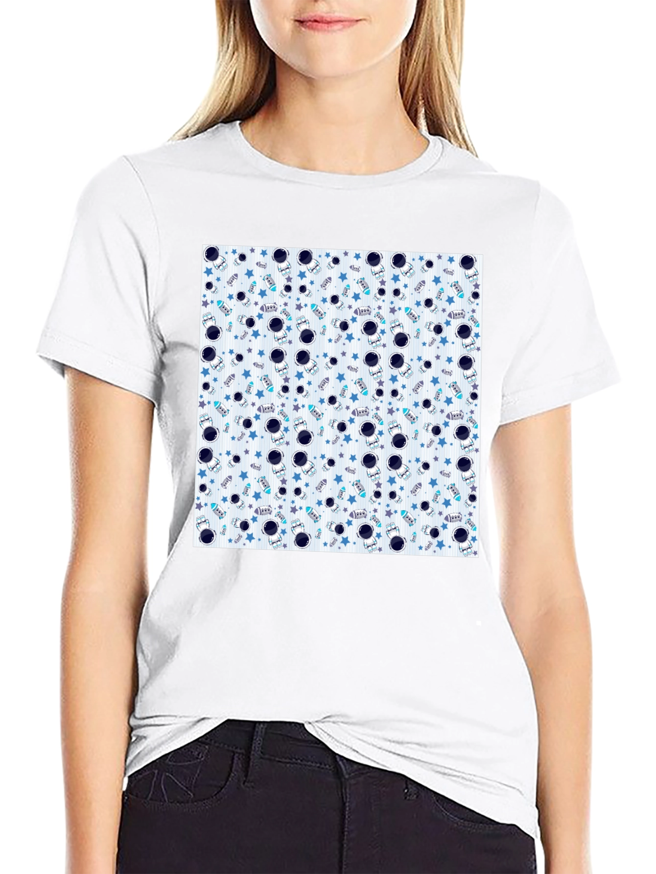 Astronauts & Stars Graphic Black T-Shirt