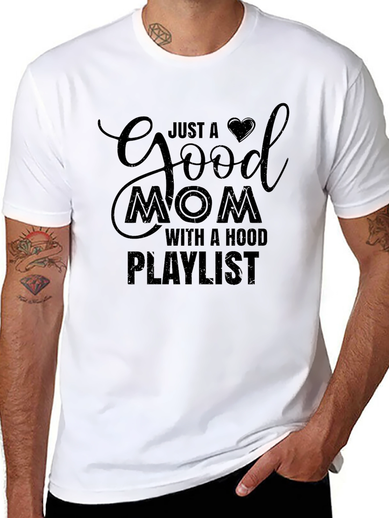 Good Mom with a Hood Playlist T-Shirt