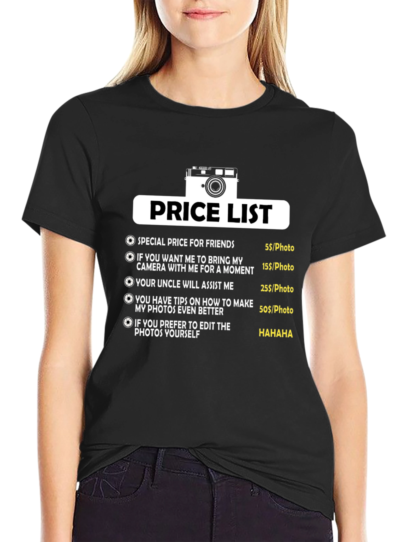 Funny Photographer Price List T-Shirt