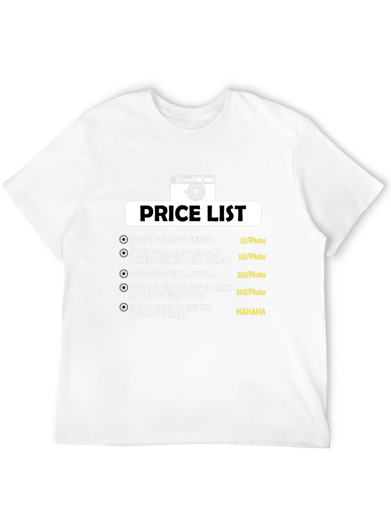 Funny Photographer Price List T-Shirt