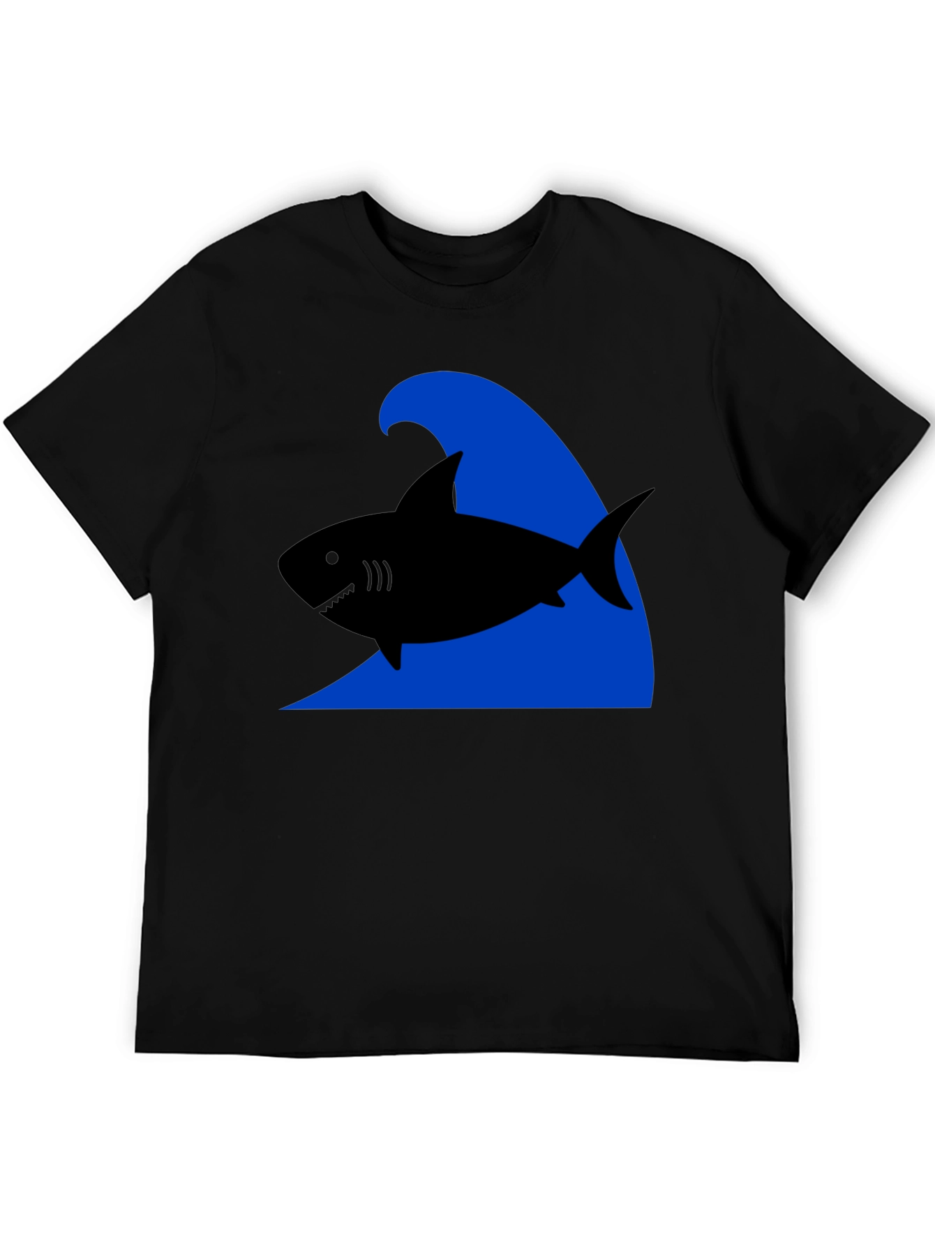 Shark Wave Graphic Tee - Black Cotton T-Shirt