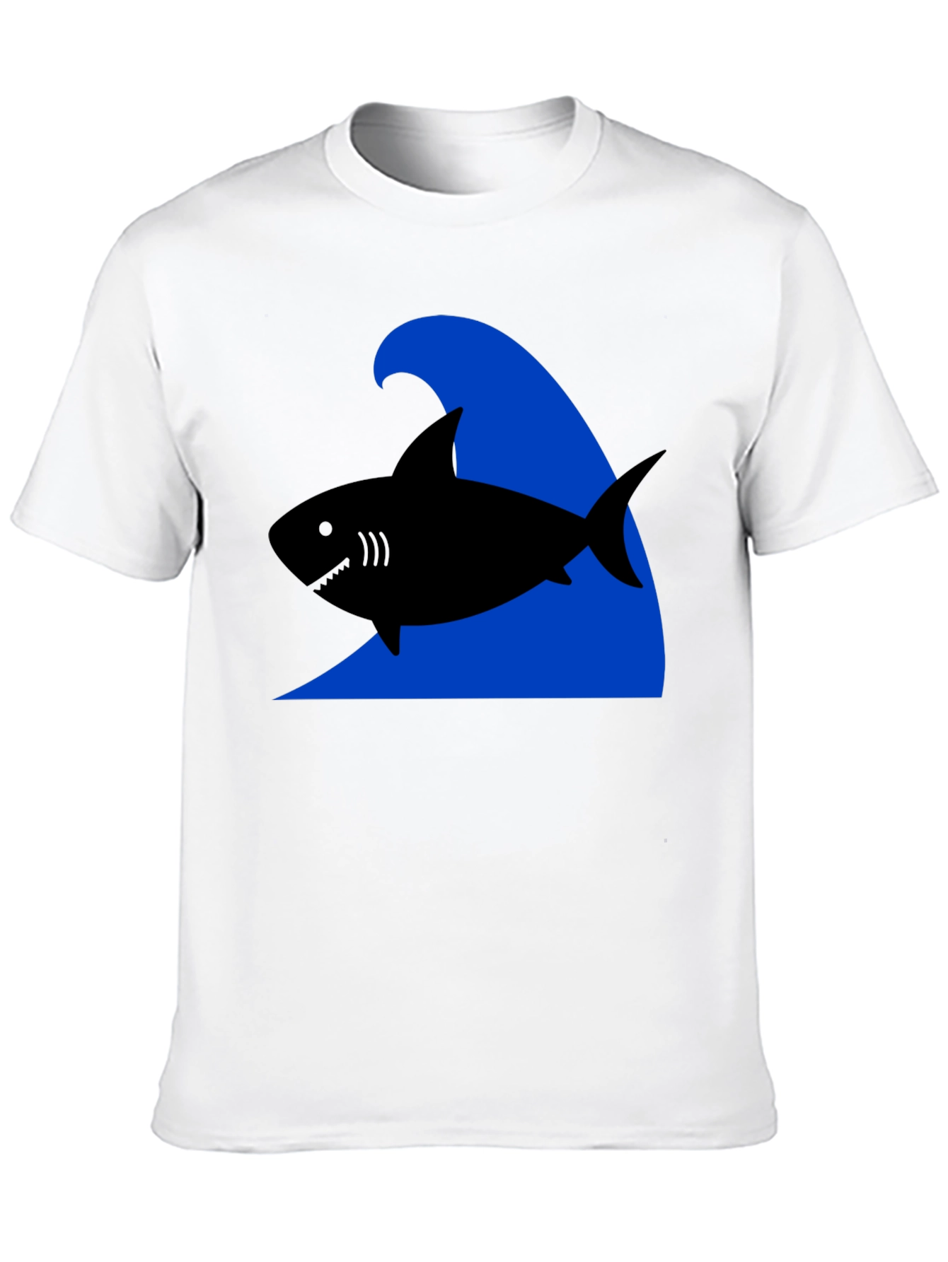 Shark Wave Graphic Tee - Black Cotton T-Shirt