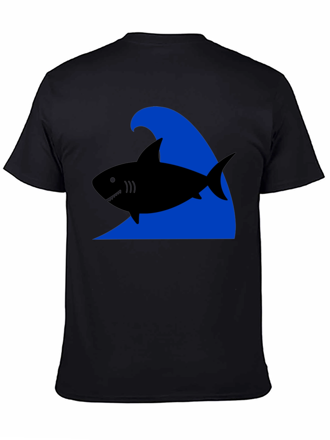 Shark Wave Graphic Tee - Black Cotton T-Shirt