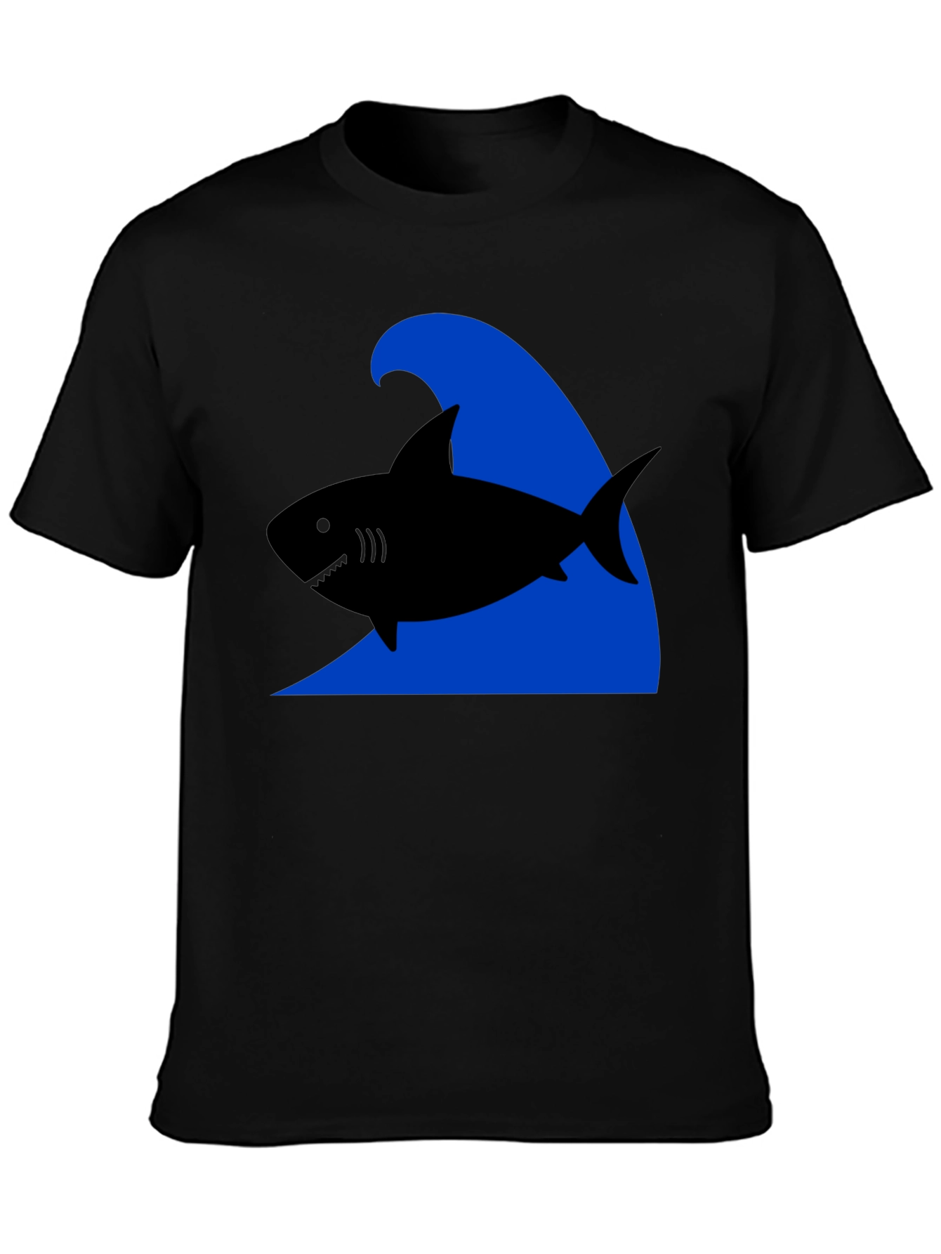 Shark Wave Graphic Tee - Black Cotton T-Shirt