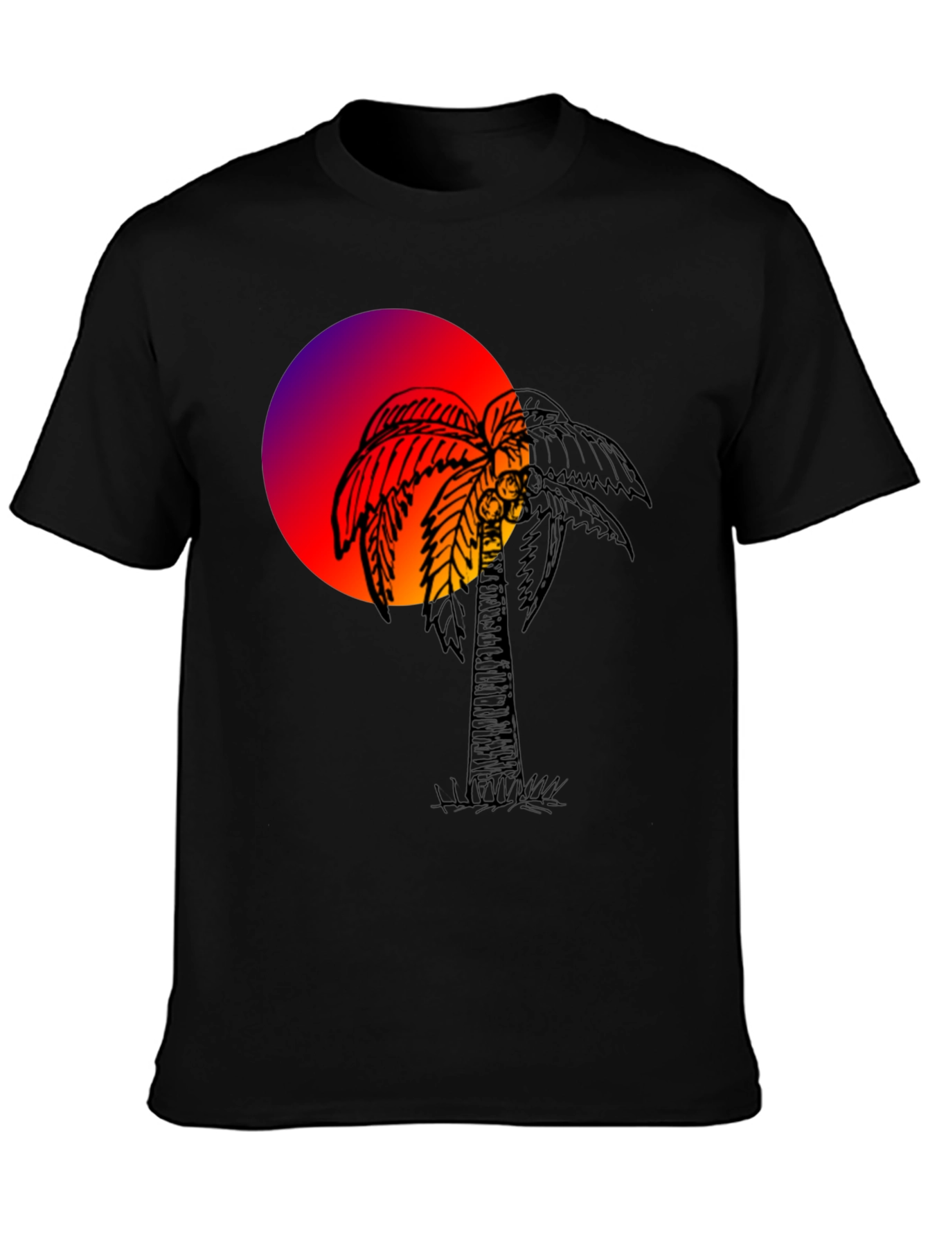 Sunset Palm Tree Graphic Tee - Soft Cotton Blend