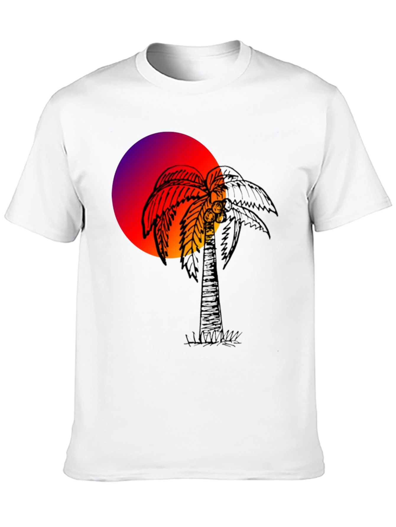 Sunset Palm Tree Graphic Tee - Soft Cotton Blend