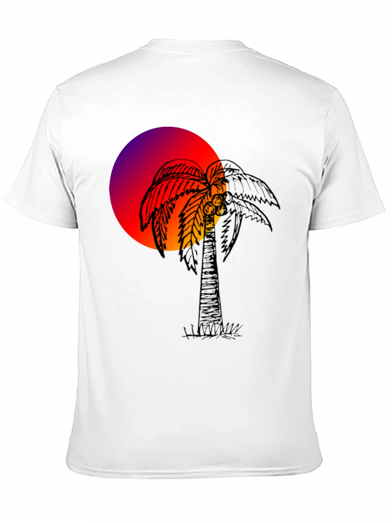 Sunset Palm Tree Graphic Tee - Soft Cotton Blend