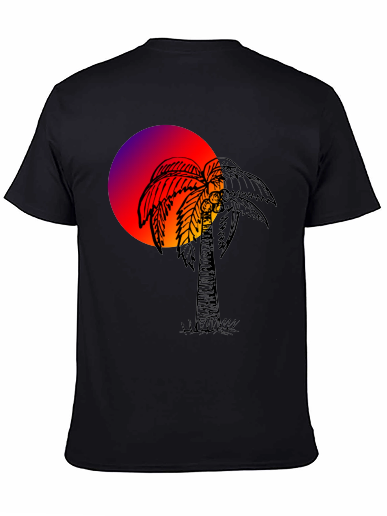 Sunset Palm Tree Graphic Tee - Soft Cotton Blend