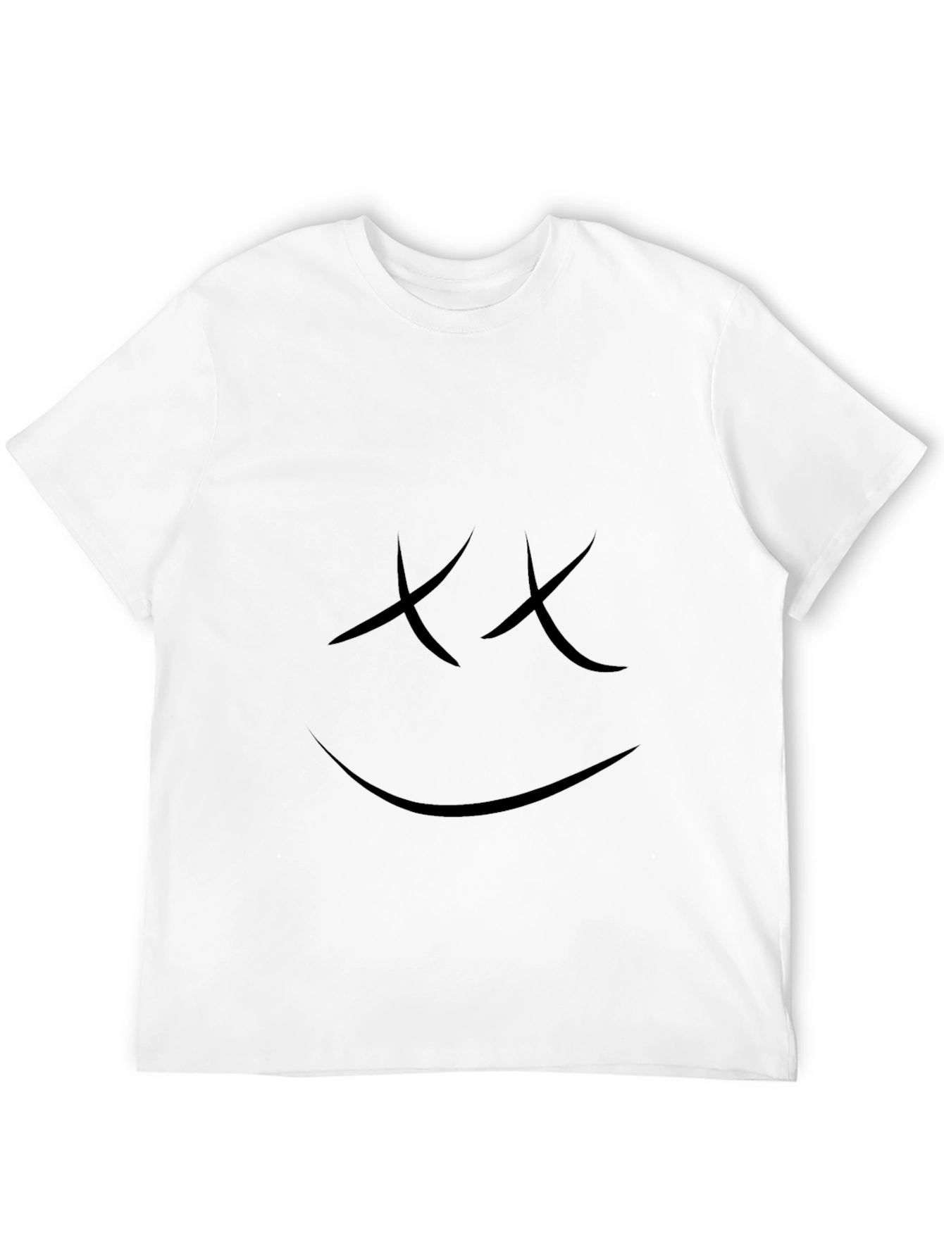 Smiley Face Graphic T-Shirt - Casual Black Tee