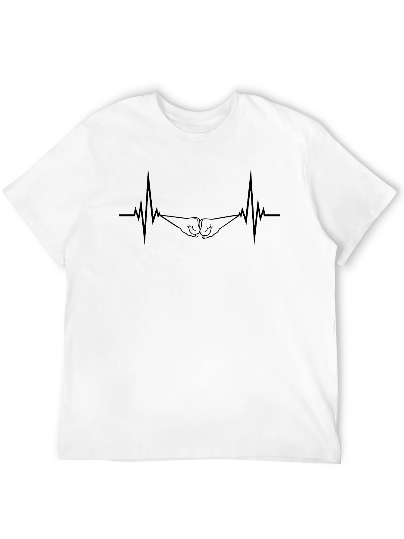 Fist Bump Heartbeat Graphic Tee - Black