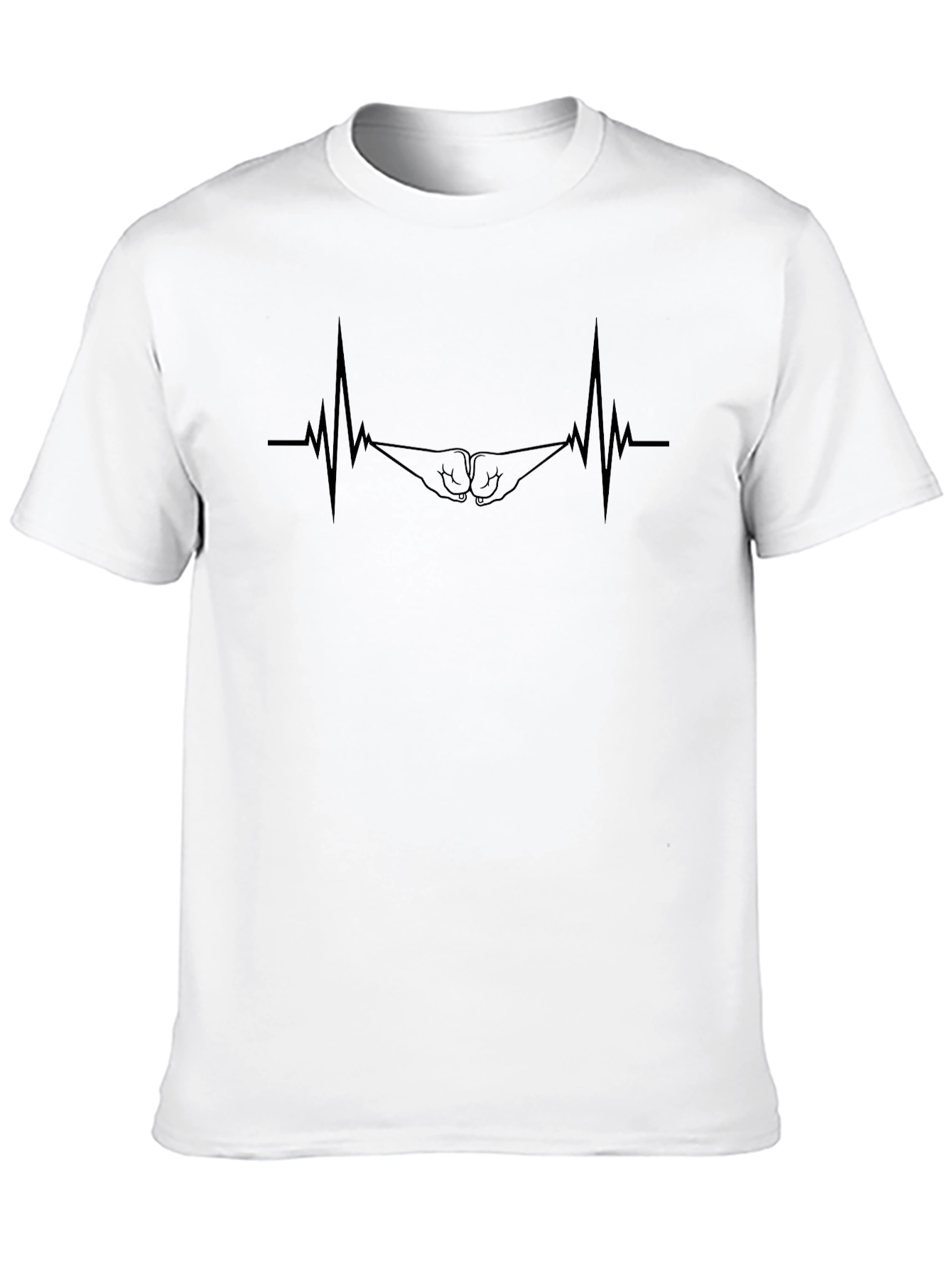 Fist Bump Heartbeat Graphic Tee - Black
