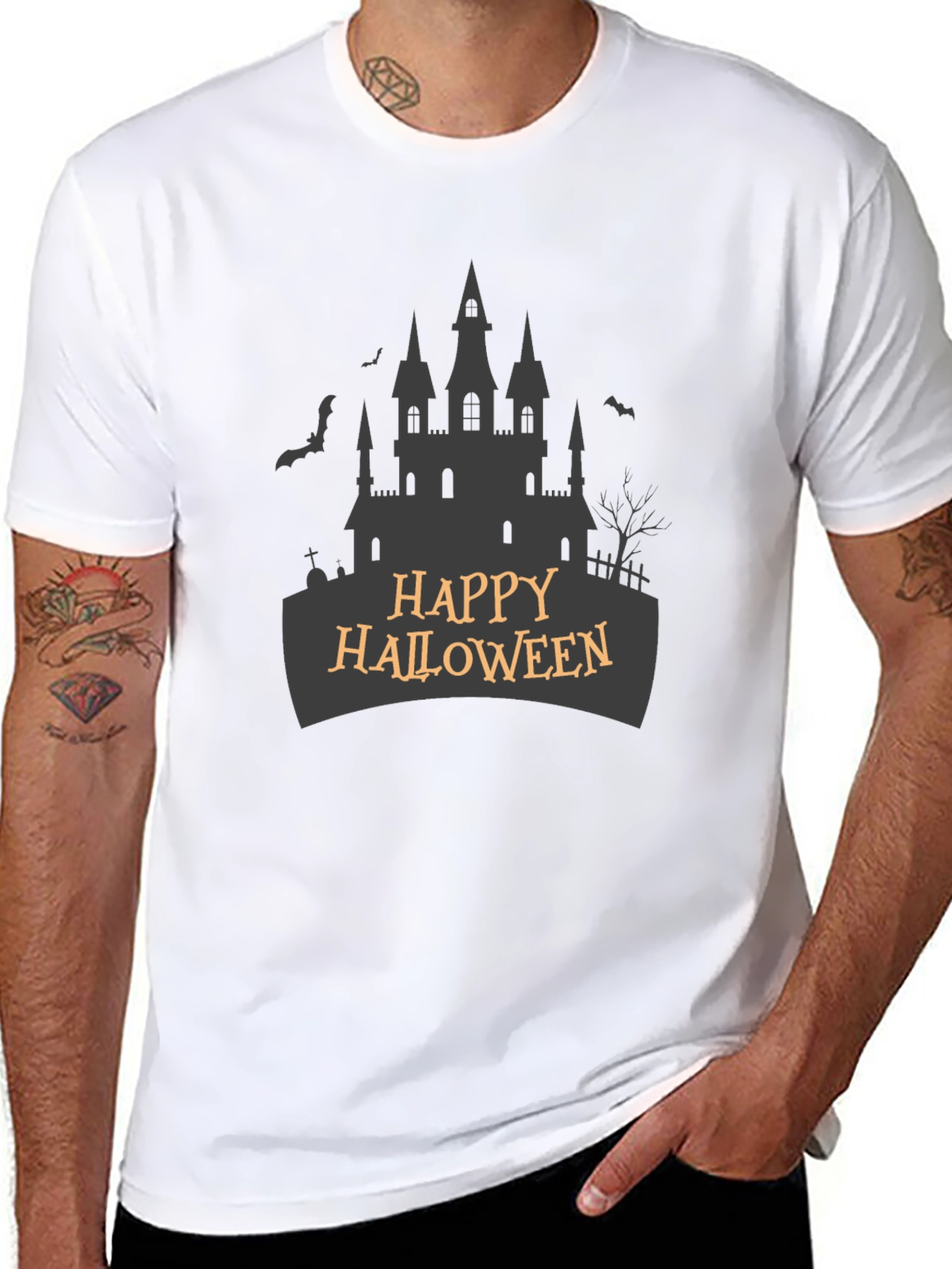 Happy Halloween Castle T-Shirt - Spooky Season Apparel
