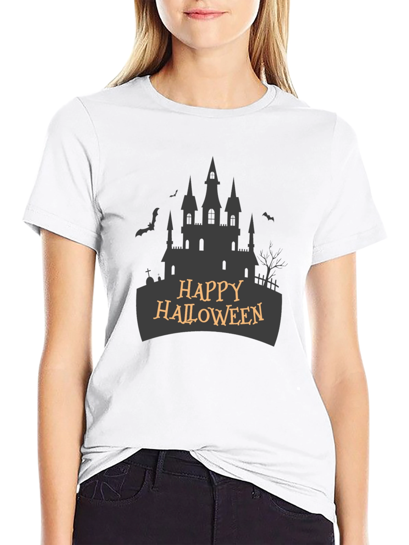 Happy Halloween Castle T-Shirt - Spooky Season Apparel