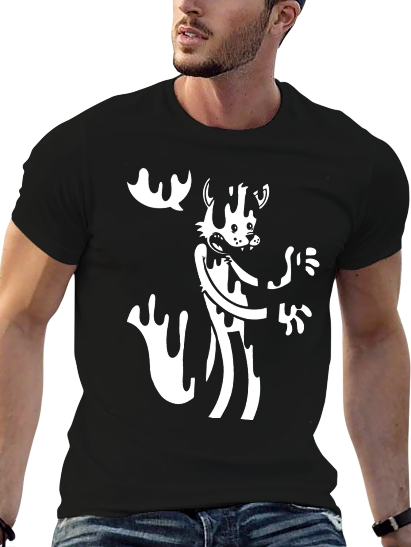Cartoon Character Black Graphic Tee
