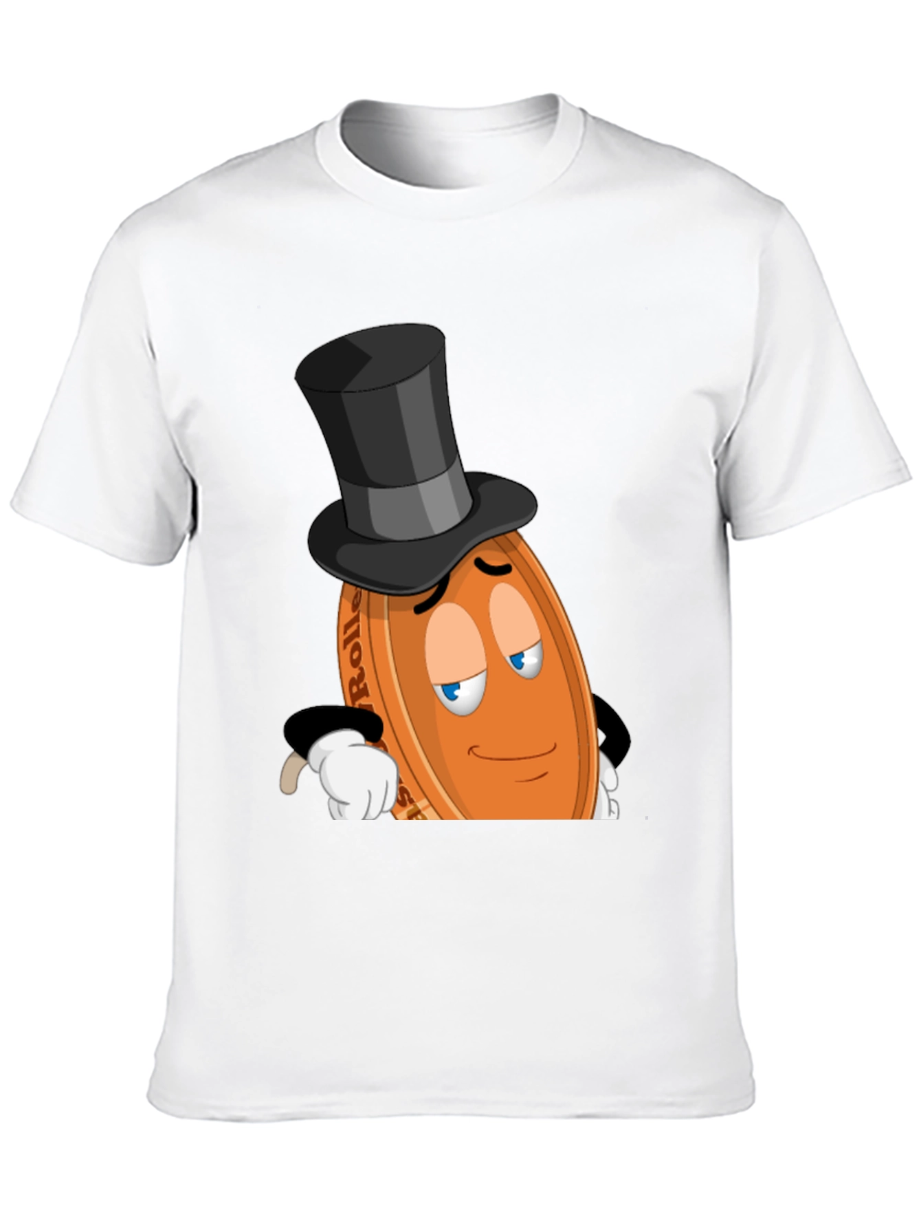 Whimsical Coin Character Graphic Tee - Black