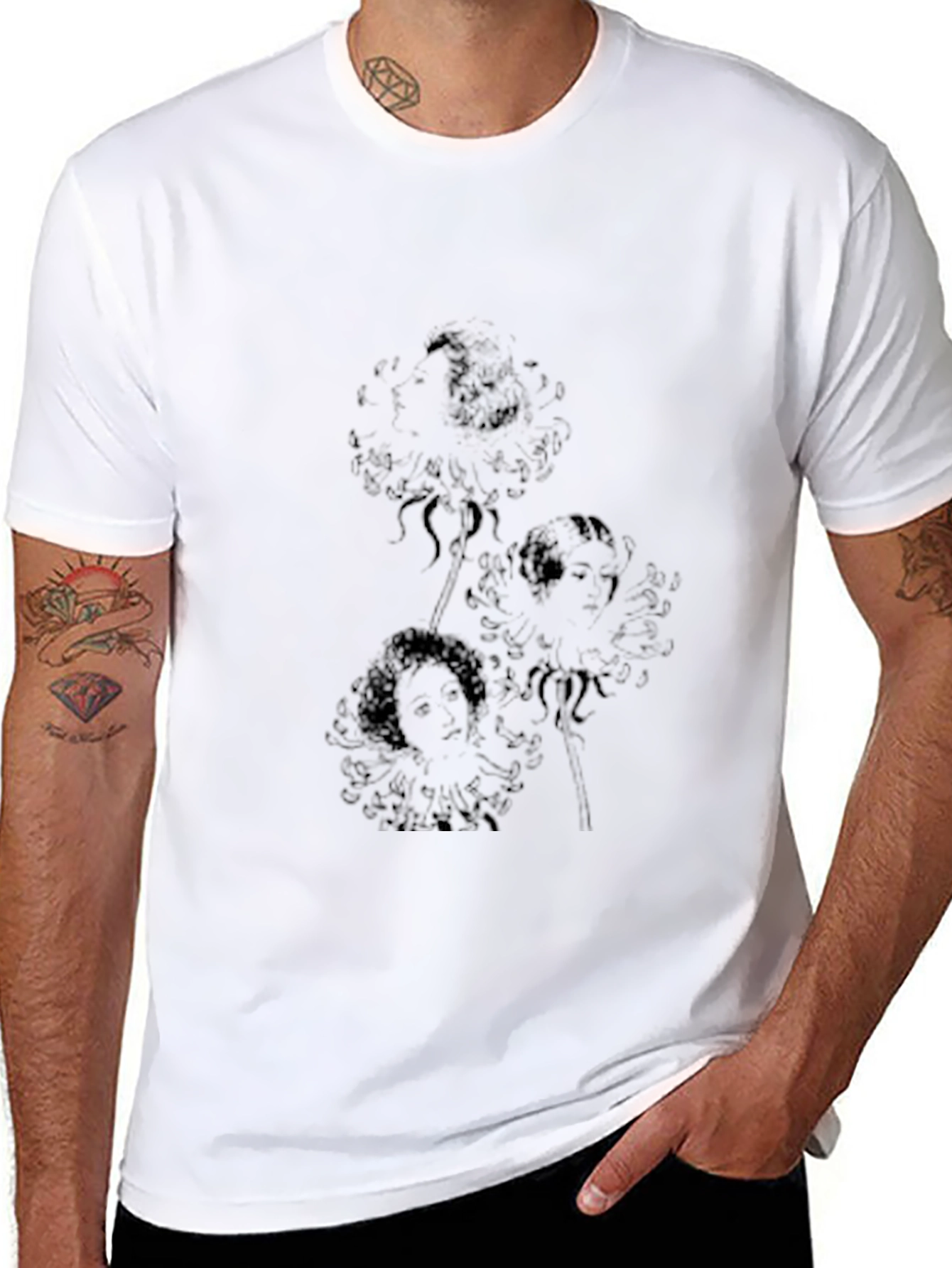 Stylish Black Graphic Print Crew Neck T-Shirt