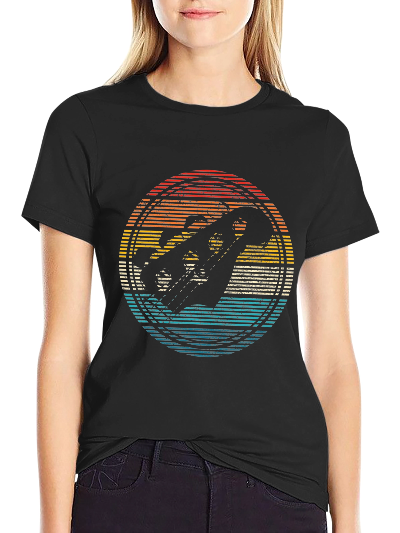 Retro Skier Graphic Tee - Black